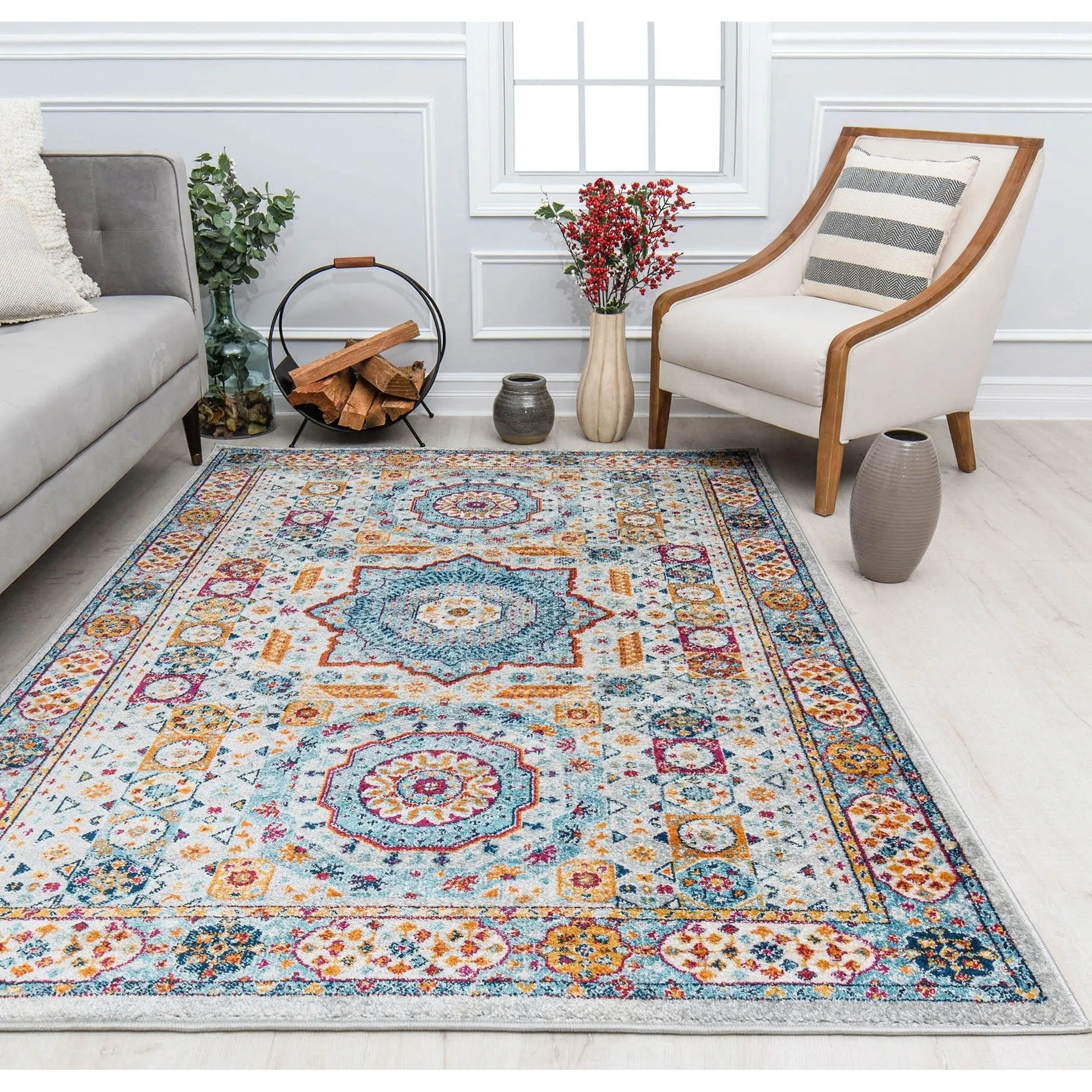 Hailey Geometric Medallion Traditional Area Rug by Rugs America