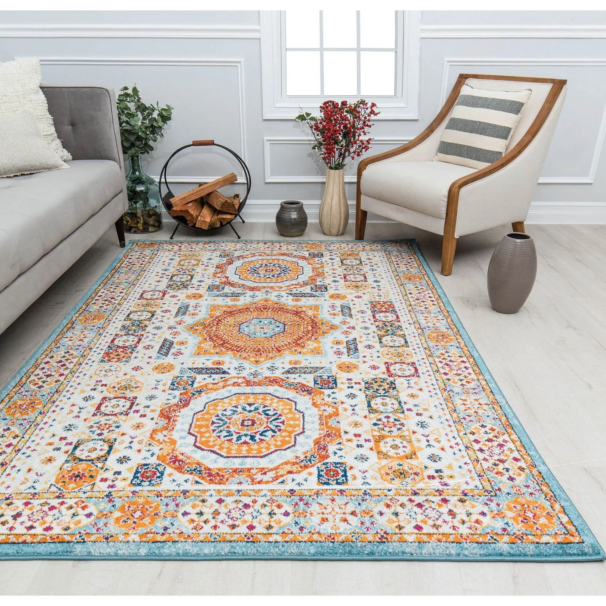 Hailey Geometric Medallion Traditional Area Rug by Rugs America