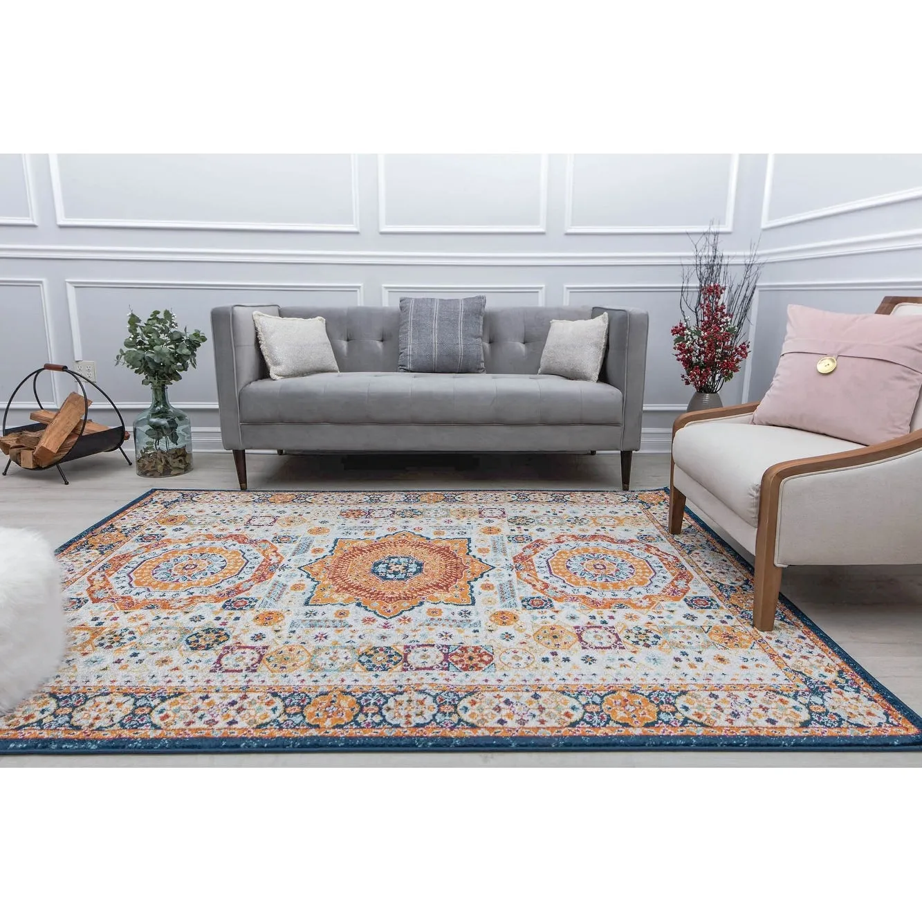 Hailey Geometric Medallion Traditional Area Rug by Rugs America