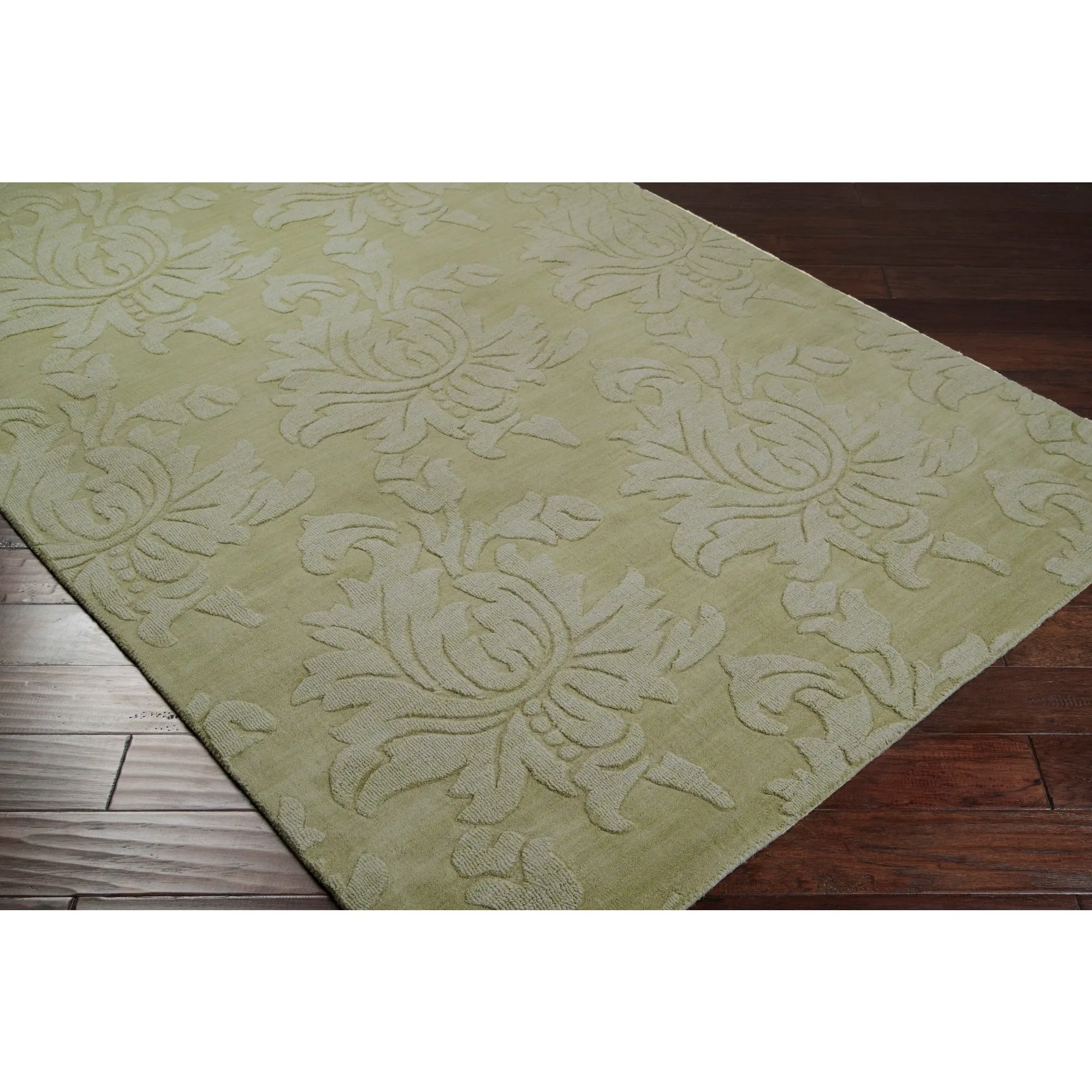 Hand Loomed Crete Casual Solid Tone-On-Tone Floral Wool Area Rug