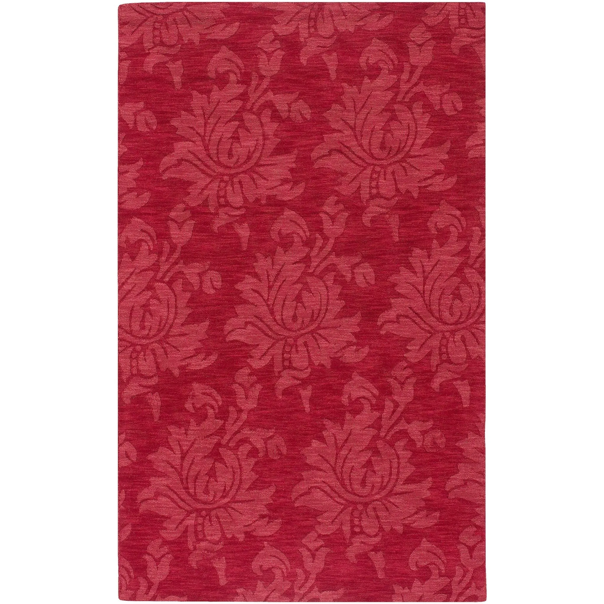 Hand Loomed Crete Casual Solid Tone-On-Tone Floral Wool Area Rug