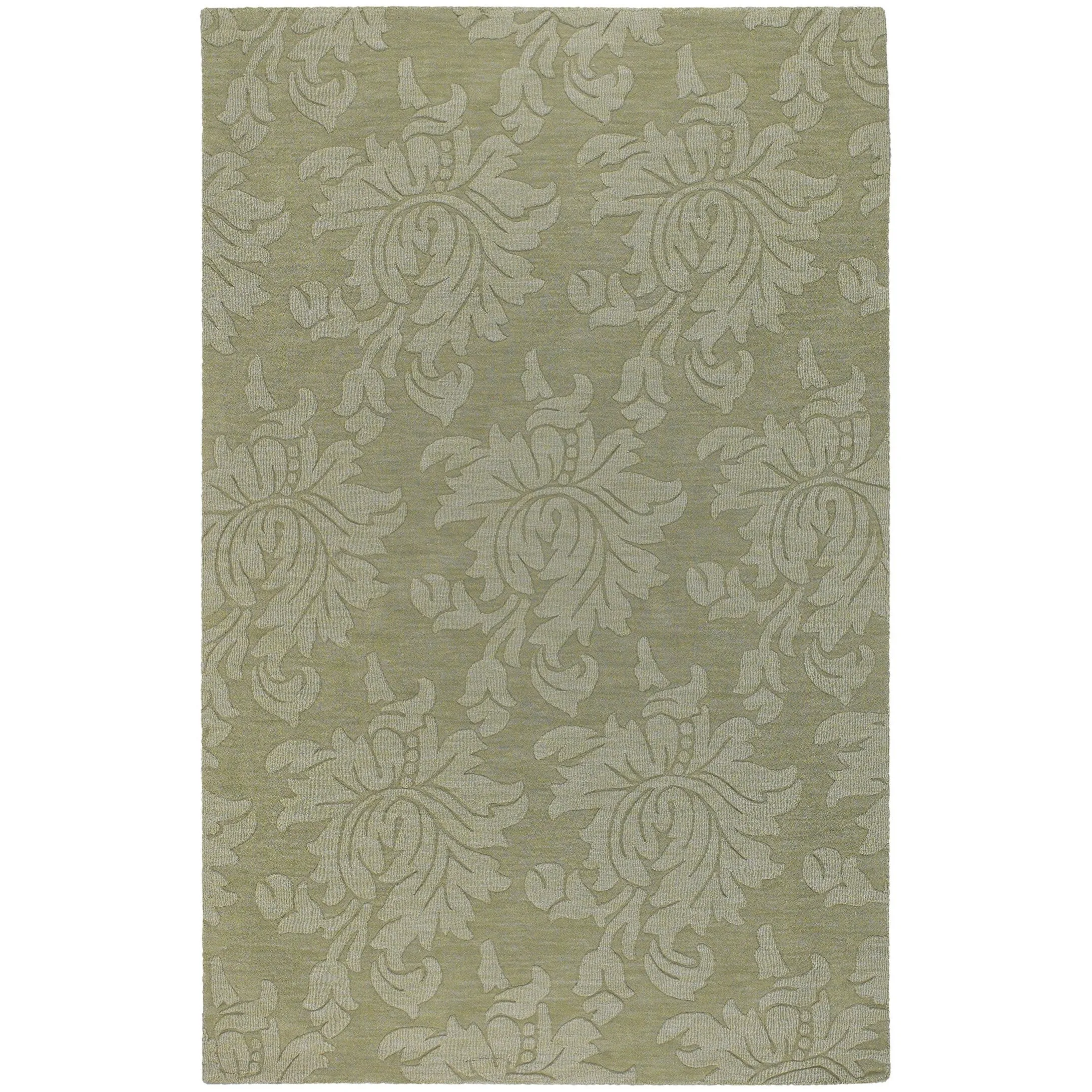 Hand Loomed Crete Casual Solid Tone-On-Tone Floral Wool Area Rug