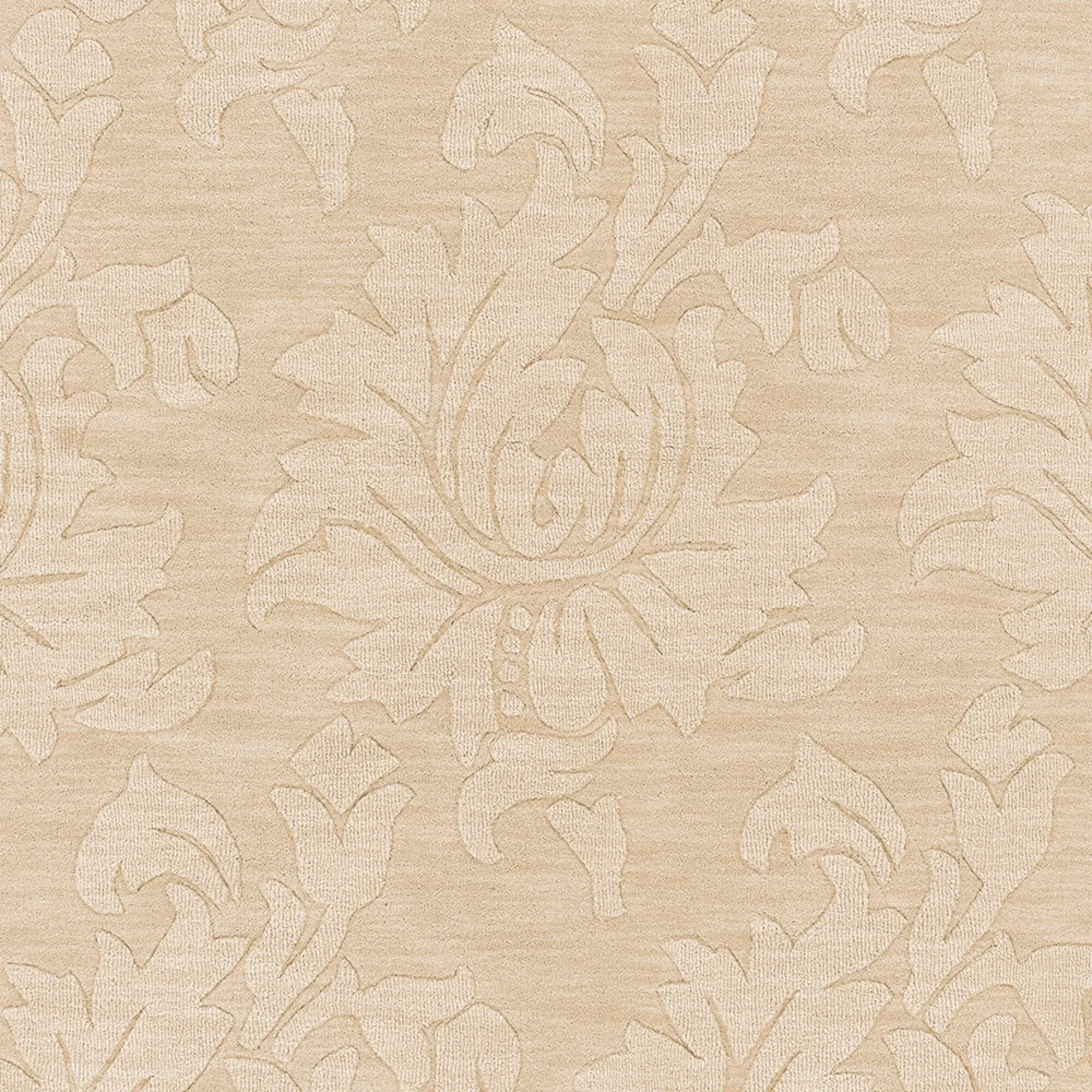 Hand Loomed Crete Casual Solid Tone-On-Tone Floral Wool Area Rug