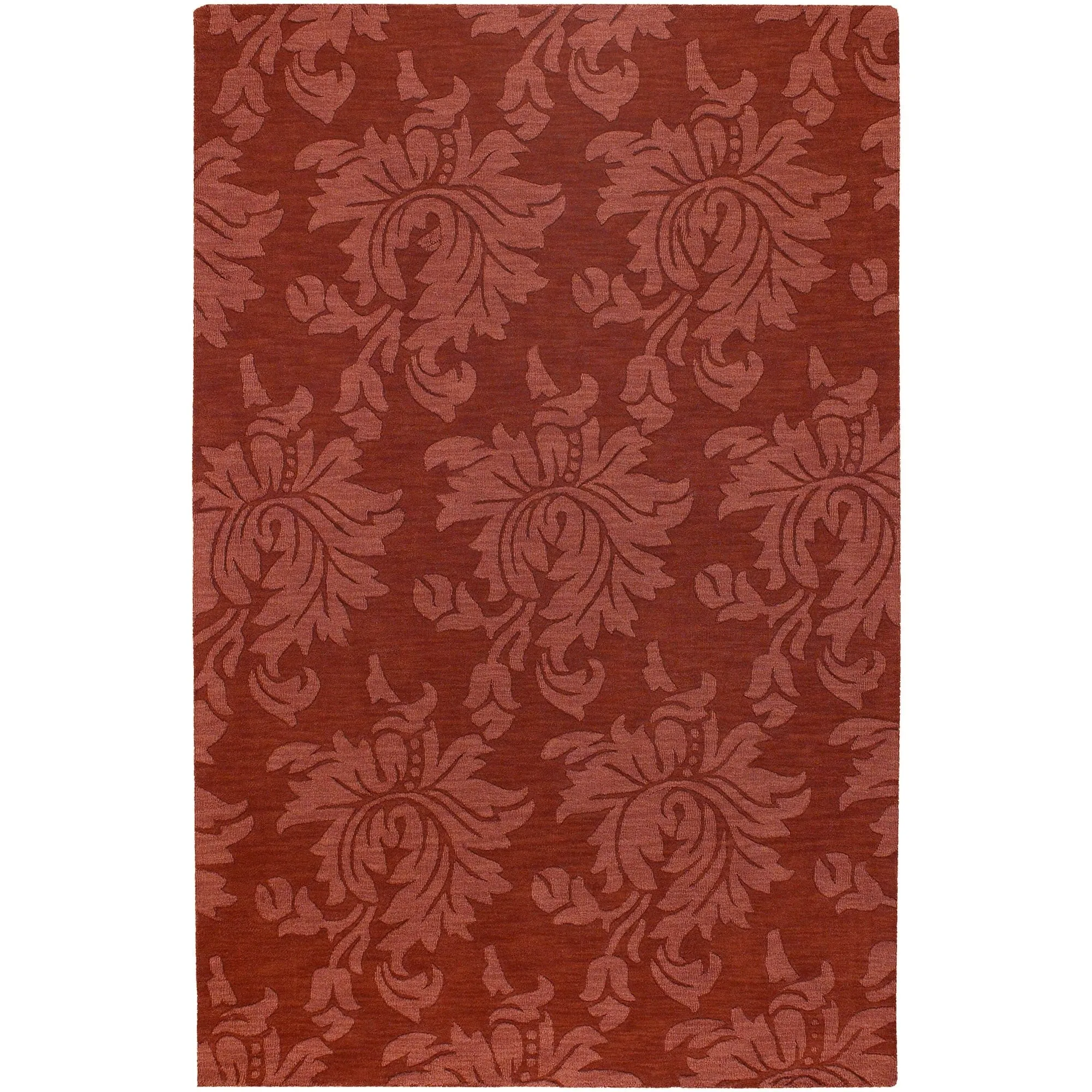 Hand Loomed Crete Casual Solid Tone-On-Tone Floral Wool Area Rug