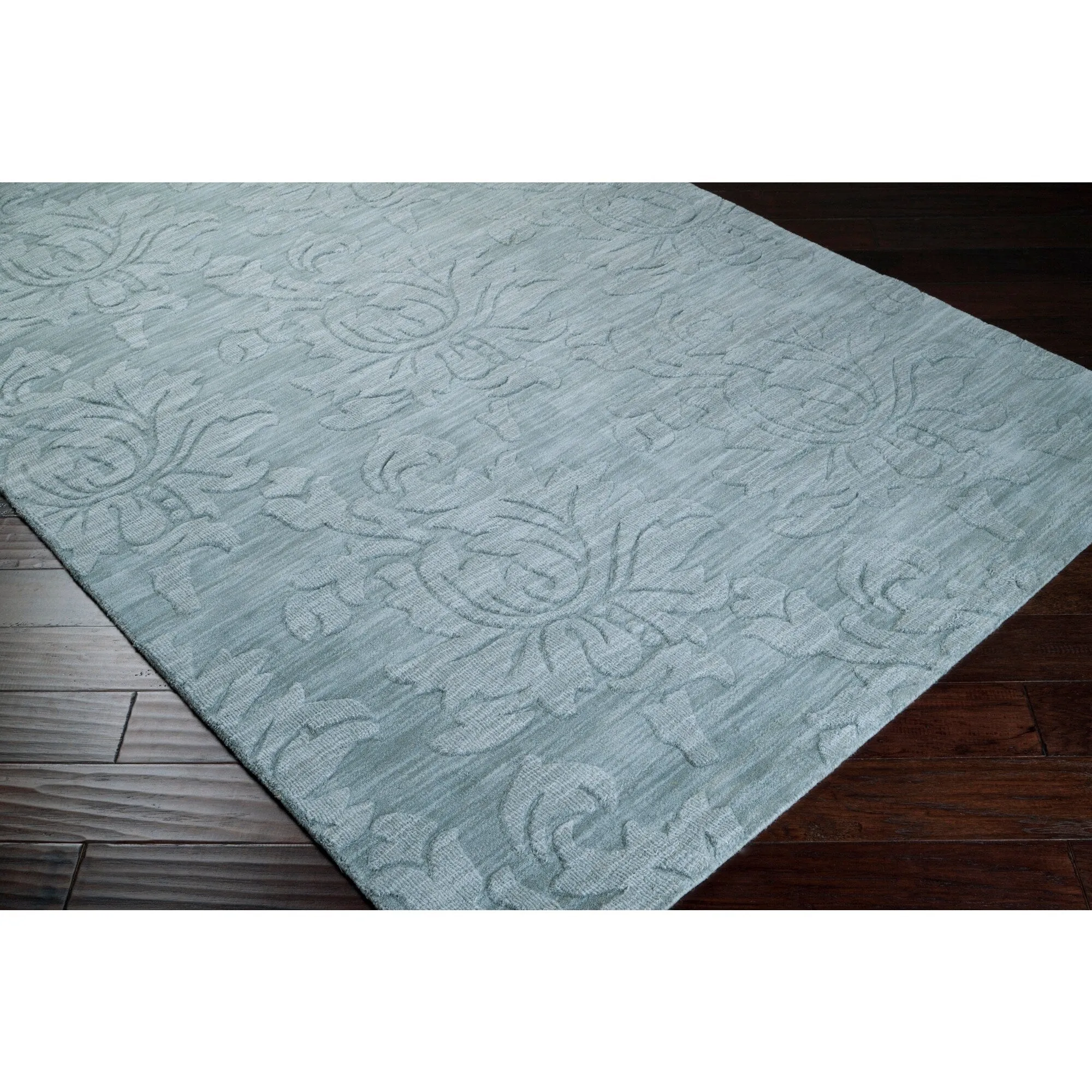 Hand Loomed Crete Casual Solid Tone-On-Tone Floral Wool Area Rug