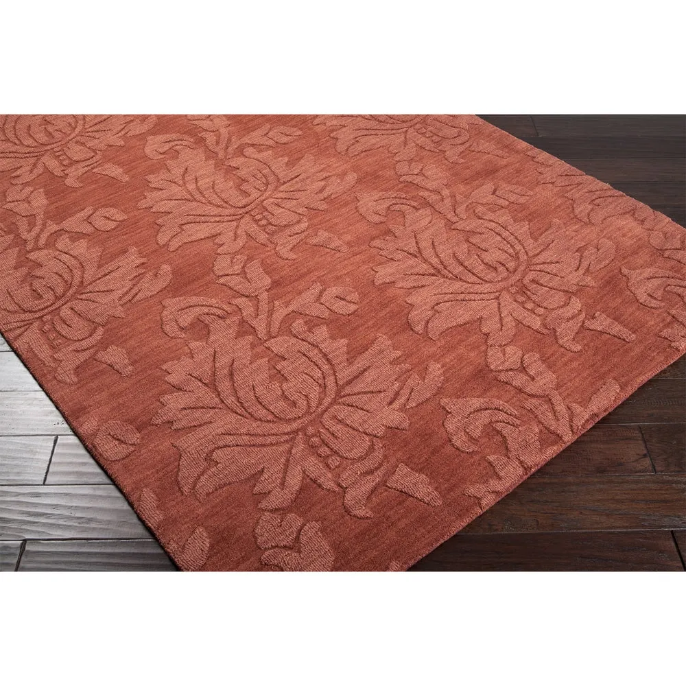 Hand Loomed Crete Casual Solid Tone-On-Tone Floral Wool Area Rug