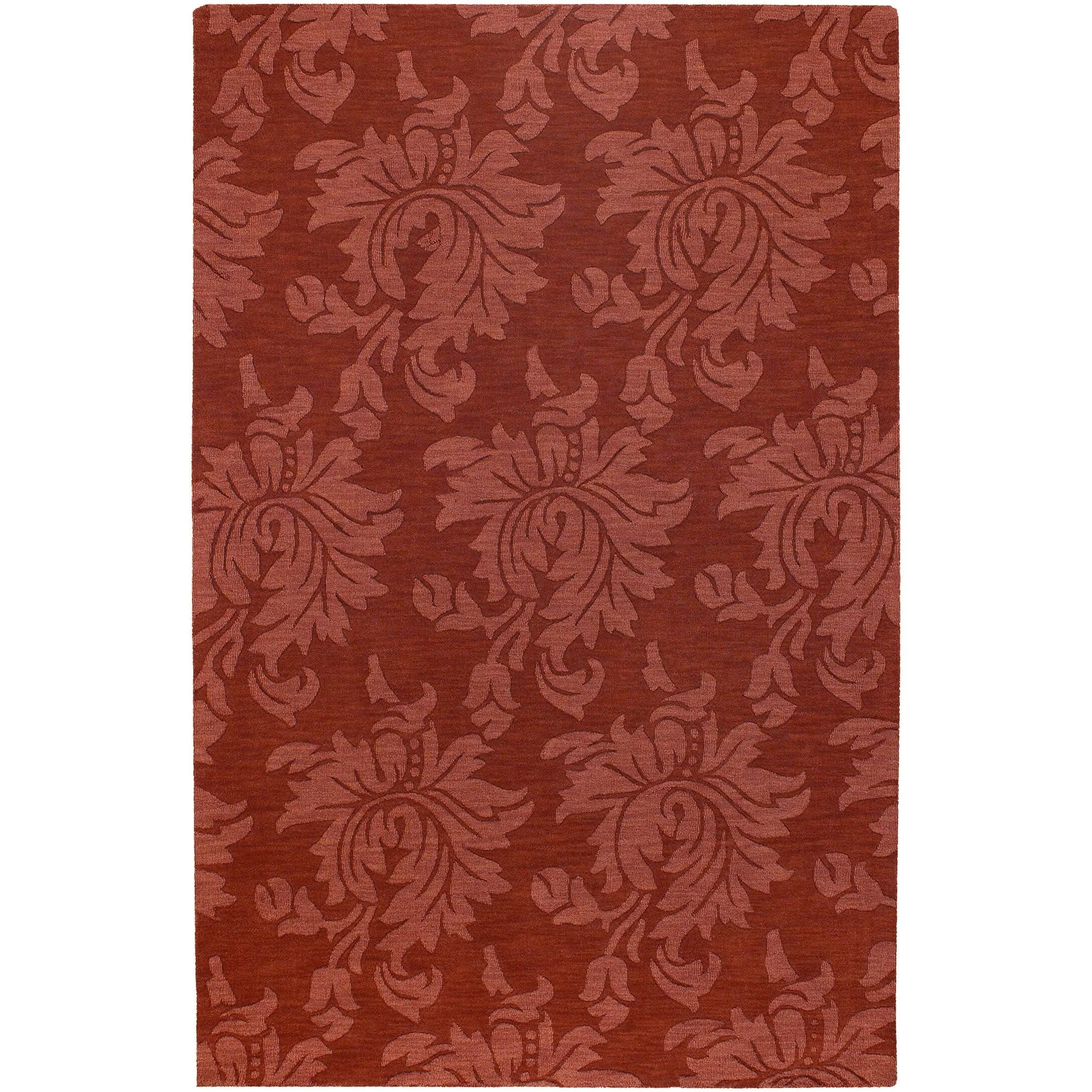 Hand Loomed Crete Casual Solid Tone-On-Tone Floral Wool Area Rug