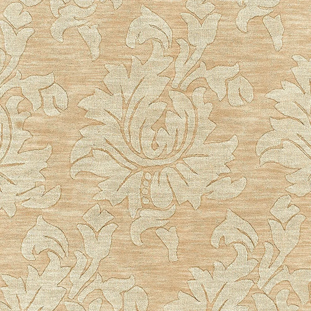 Hand Loomed Crete Casual Solid Tone-On-Tone Floral Wool Area Rug