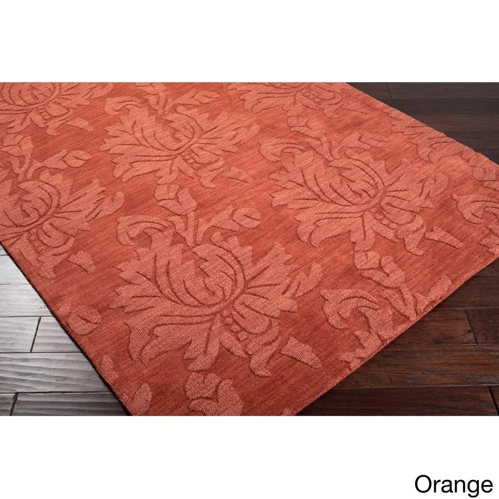 Hand Loomed Crete Casual Solid Tone-On-Tone Floral Wool Area Rug