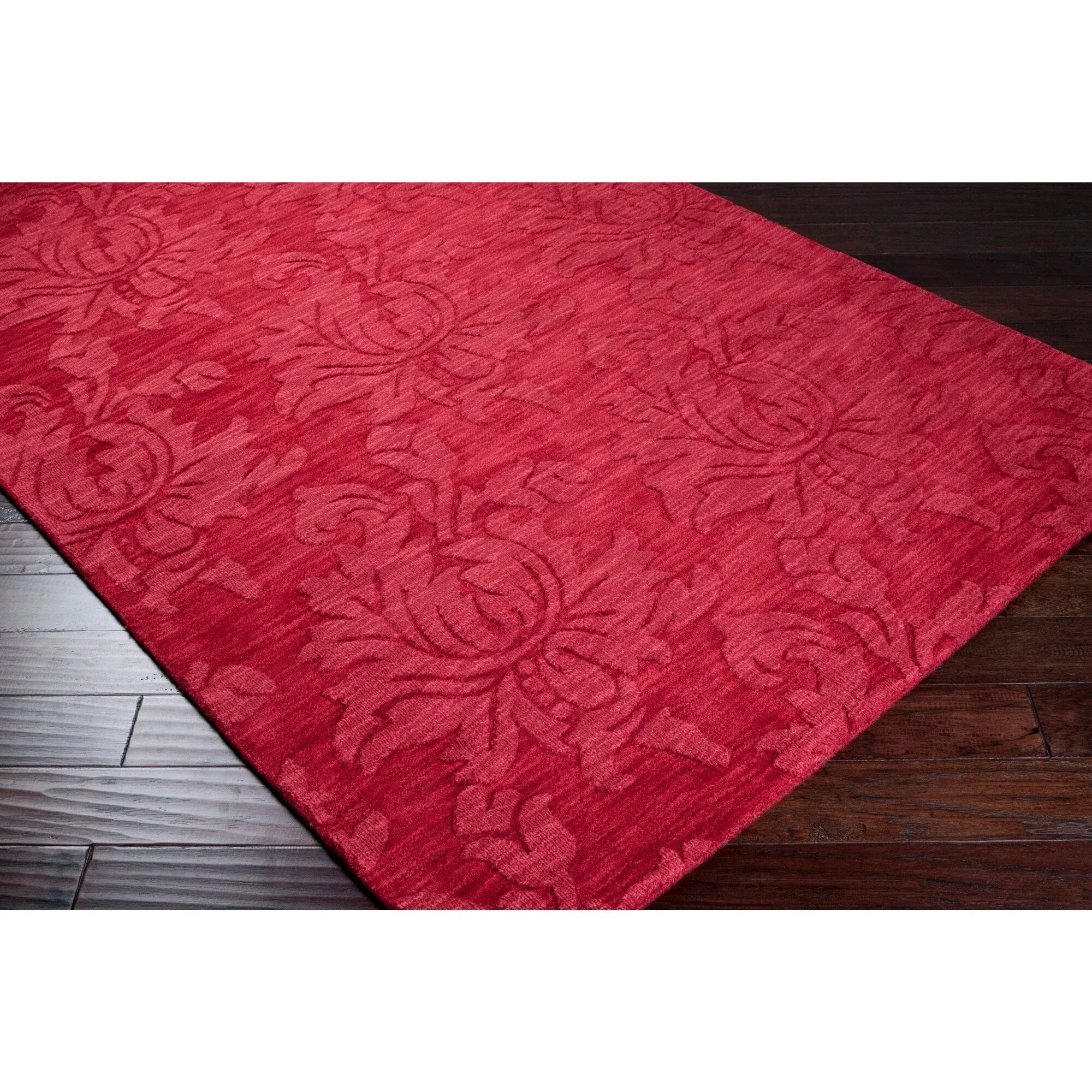 Hand Loomed Crete Casual Solid Tone-On-Tone Floral Wool Area Rug