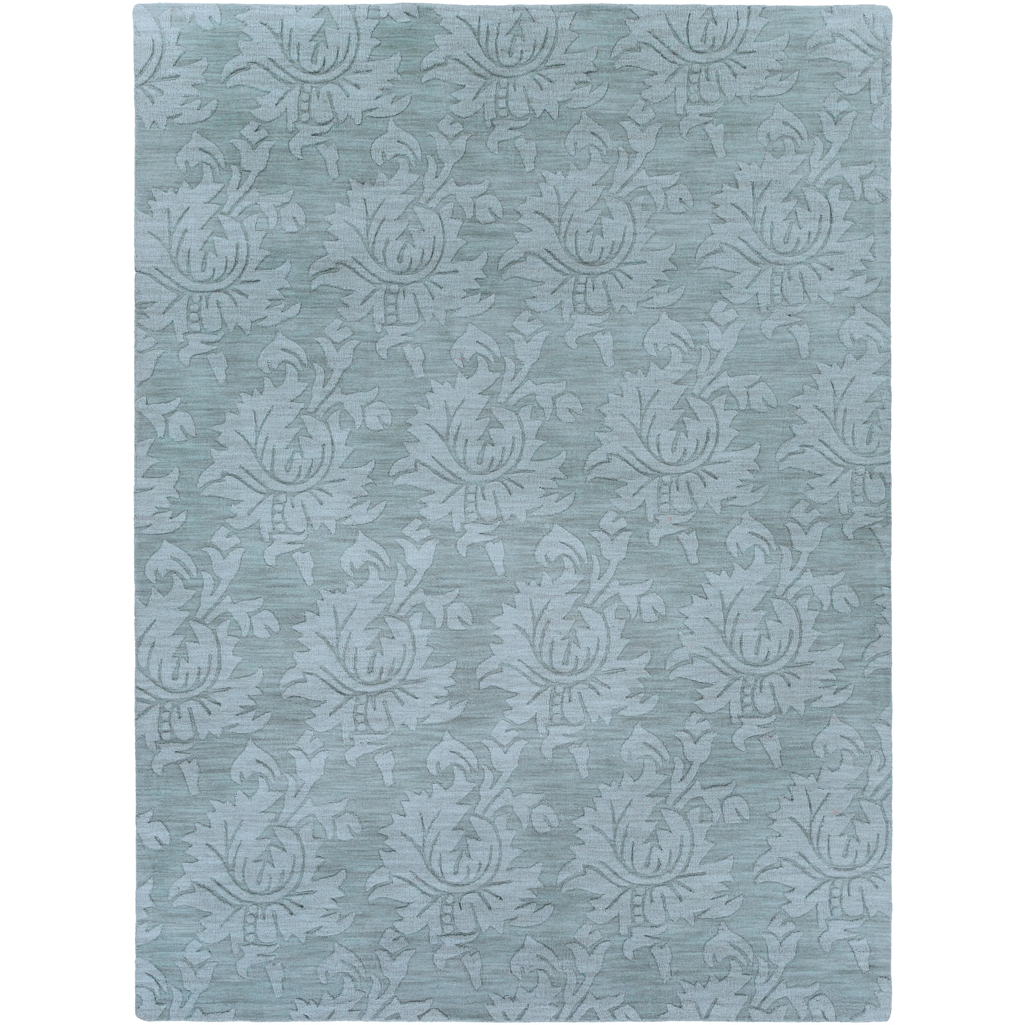 Hand Loomed Crete Casual Solid Tone-On-Tone Floral Wool Area Rug