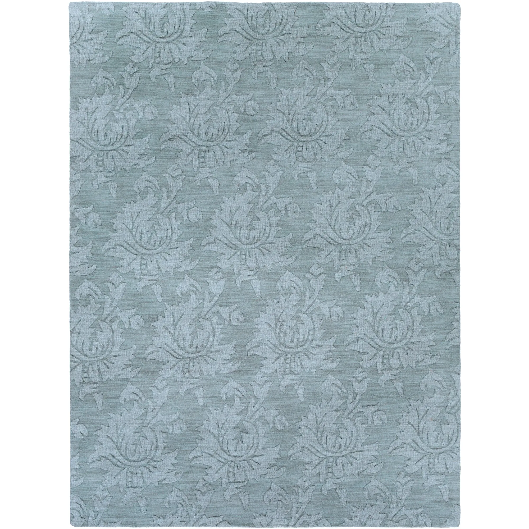 Hand Loomed Crete Casual Solid Tone-On-Tone Floral Wool Area Rug