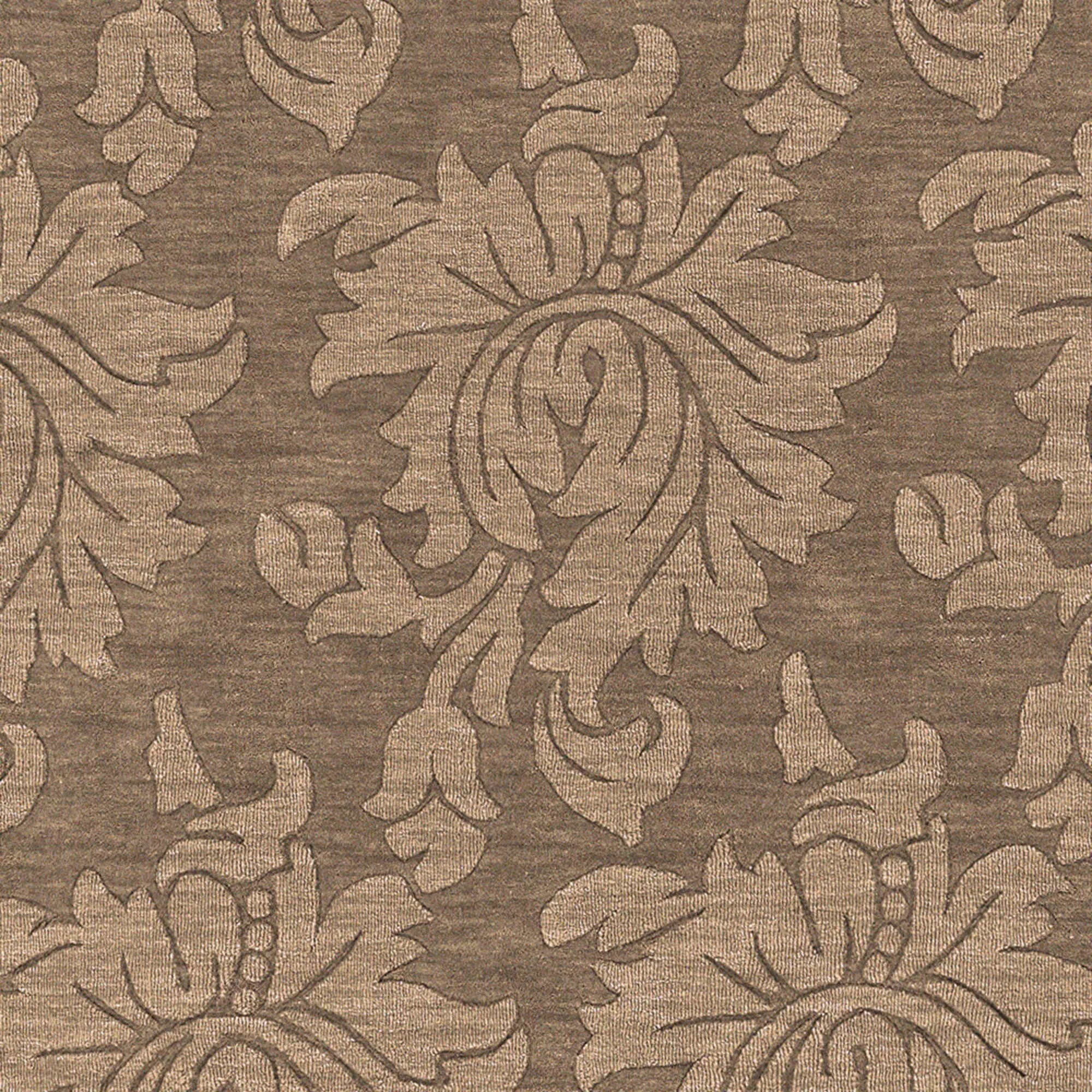 Hand Loomed Crete Casual Solid Tone-On-Tone Floral Wool Area Rug