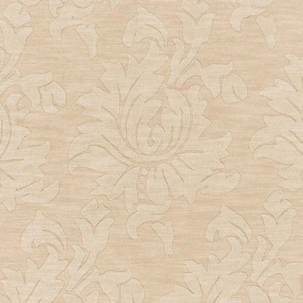 Hand Loomed Crete Casual Solid Tone-On-Tone Floral Wool Area Rug
