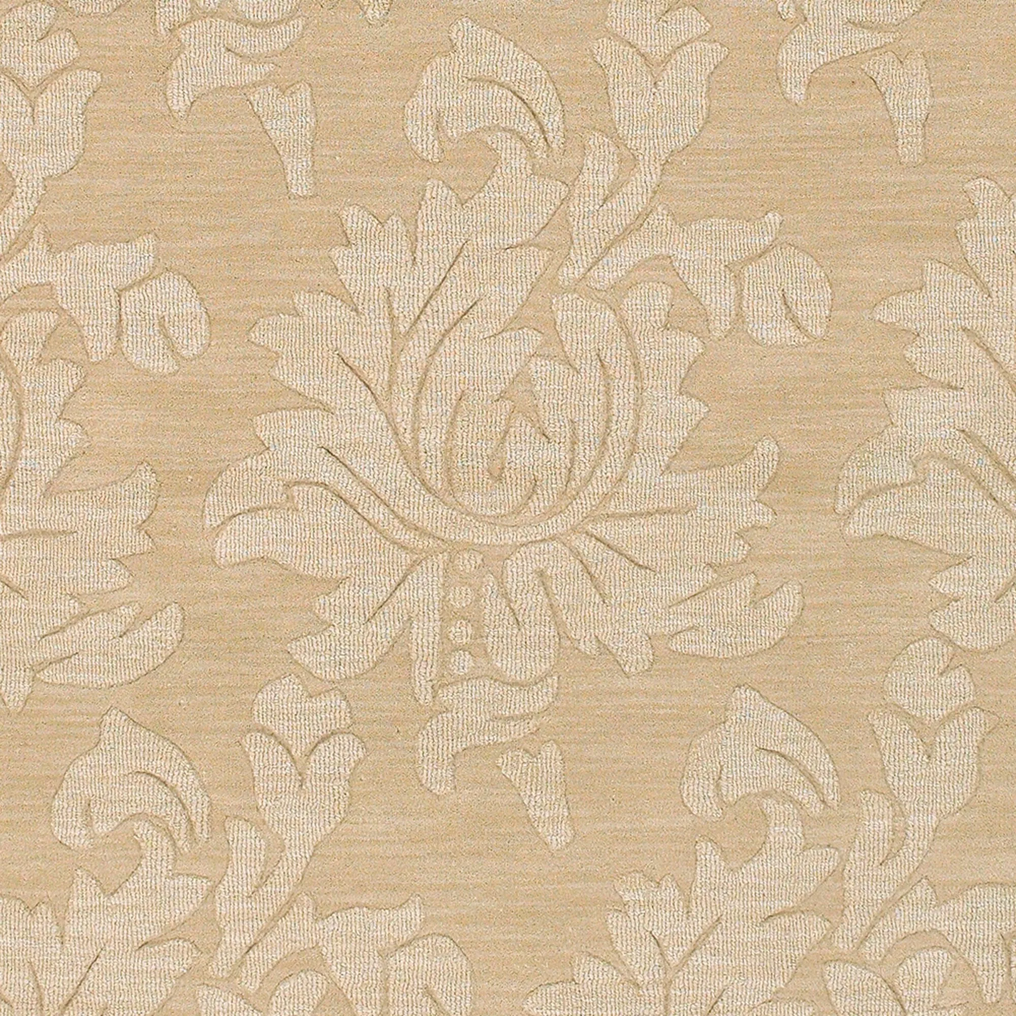 Hand Loomed Crete Casual Solid Tone-On-Tone Floral Wool Area Rug