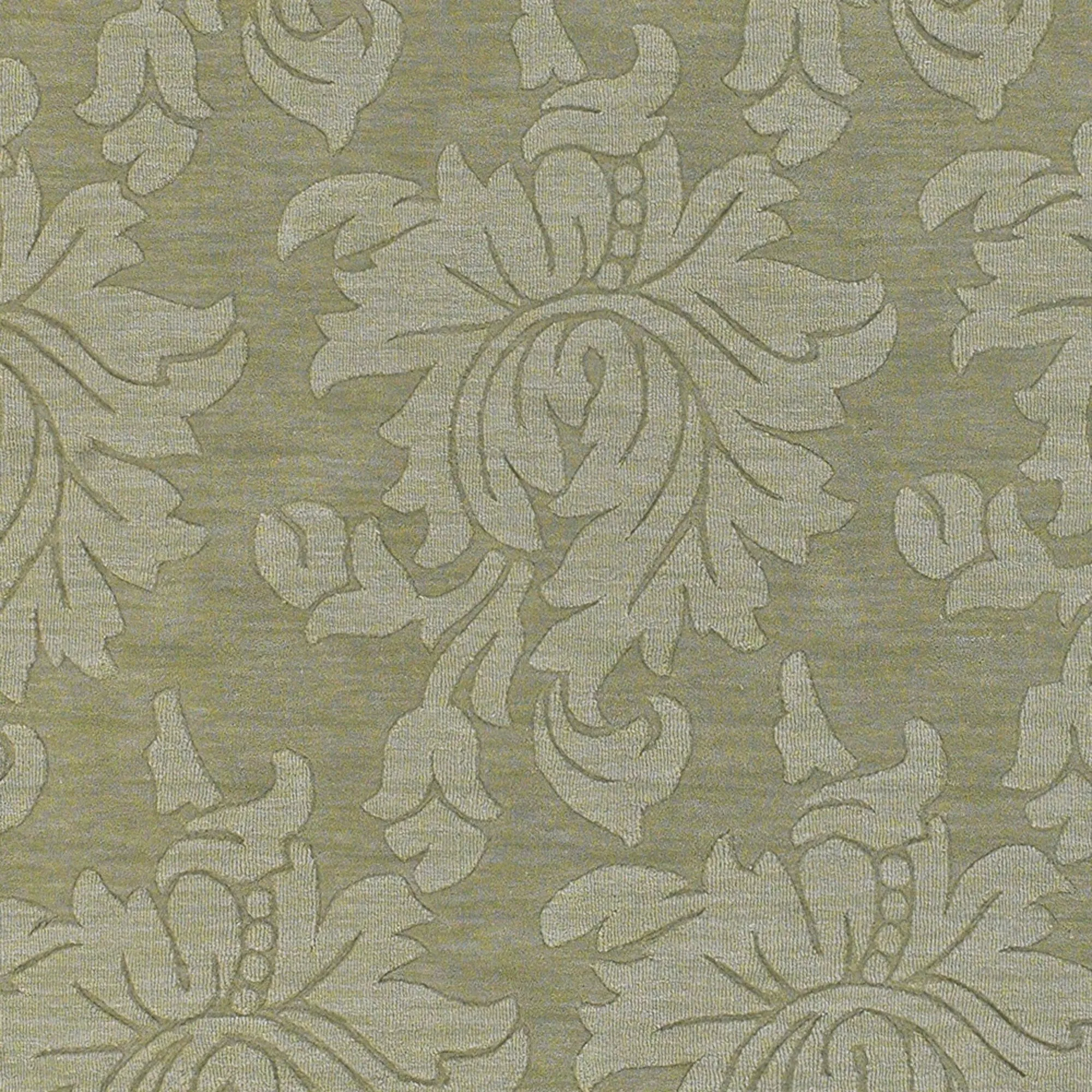 Hand Loomed Crete Casual Solid Tone-On-Tone Floral Wool Area Rug