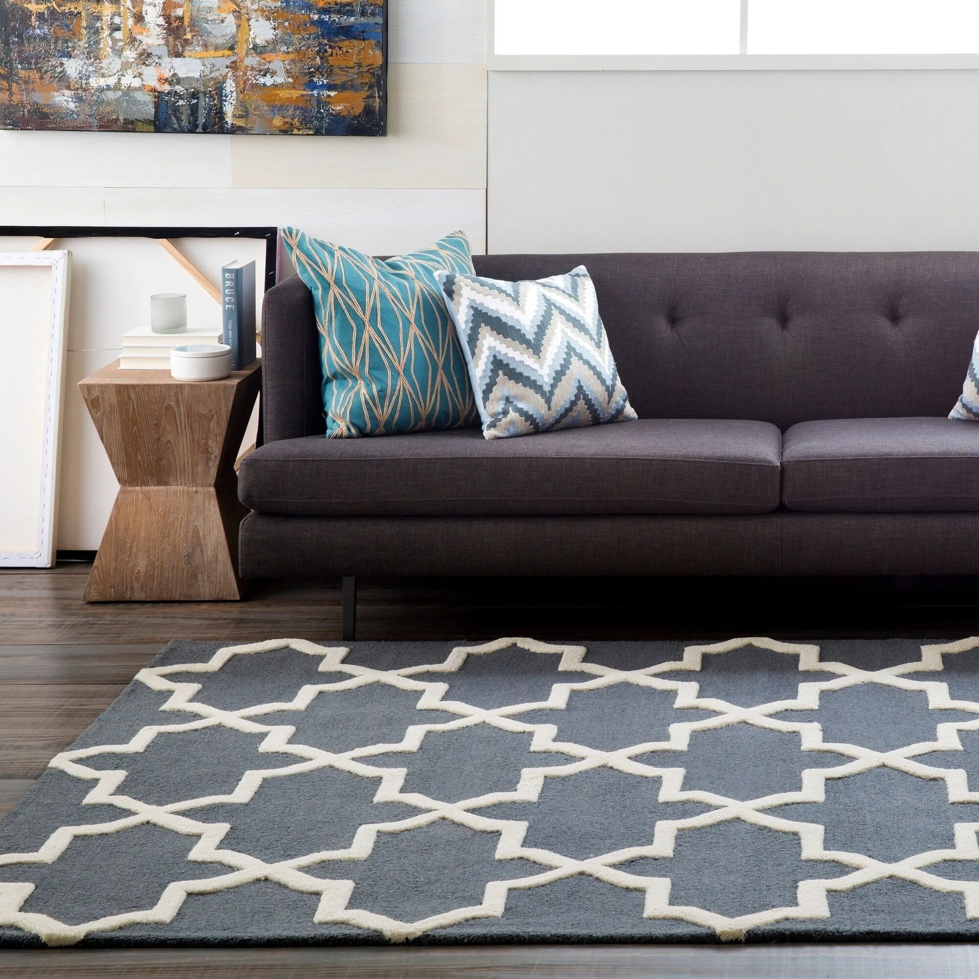 Hand-Tufted Adam Moroccan Tiled Wool Area Rug