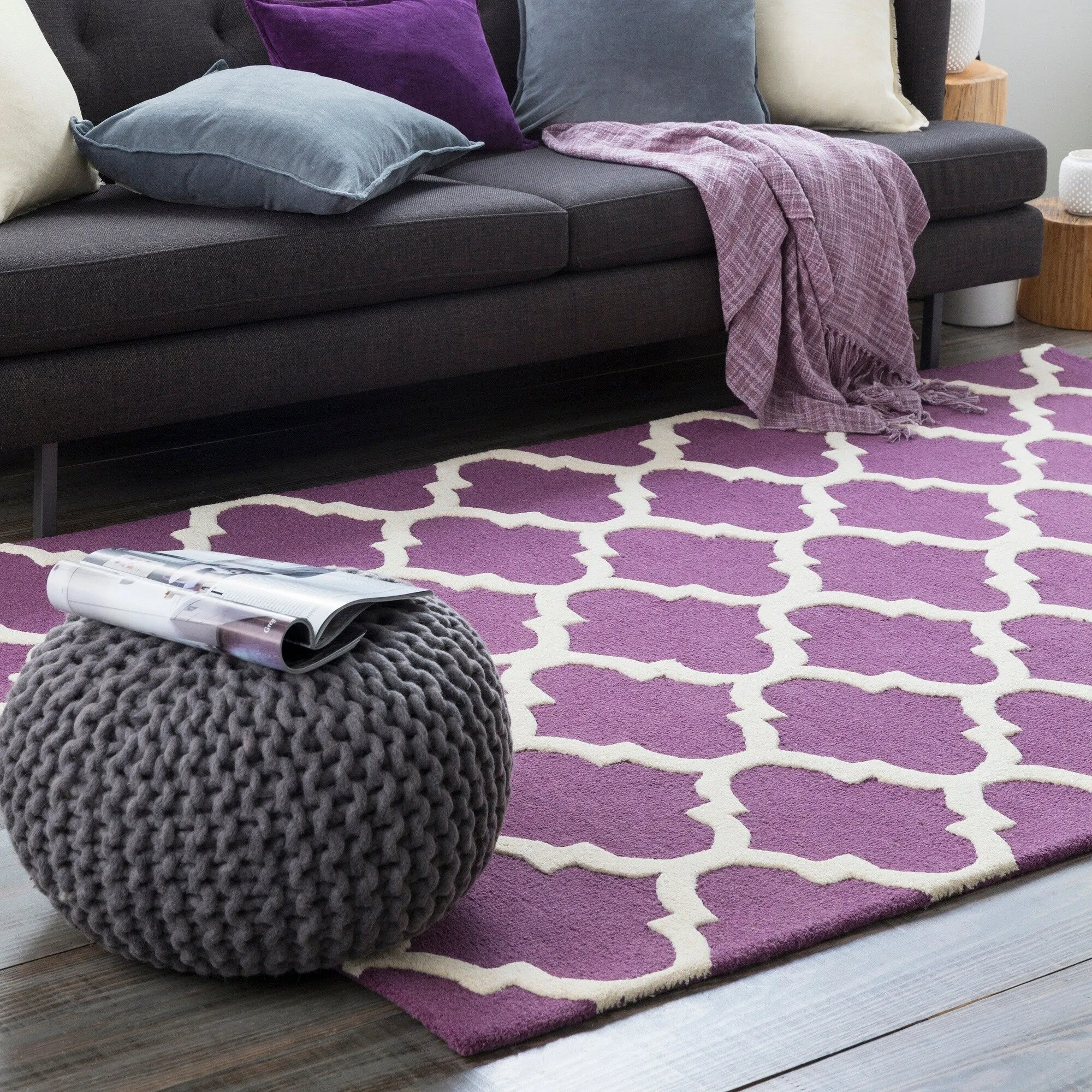 Hand-Tufted Alai Moroccan Trellis Wool Rug