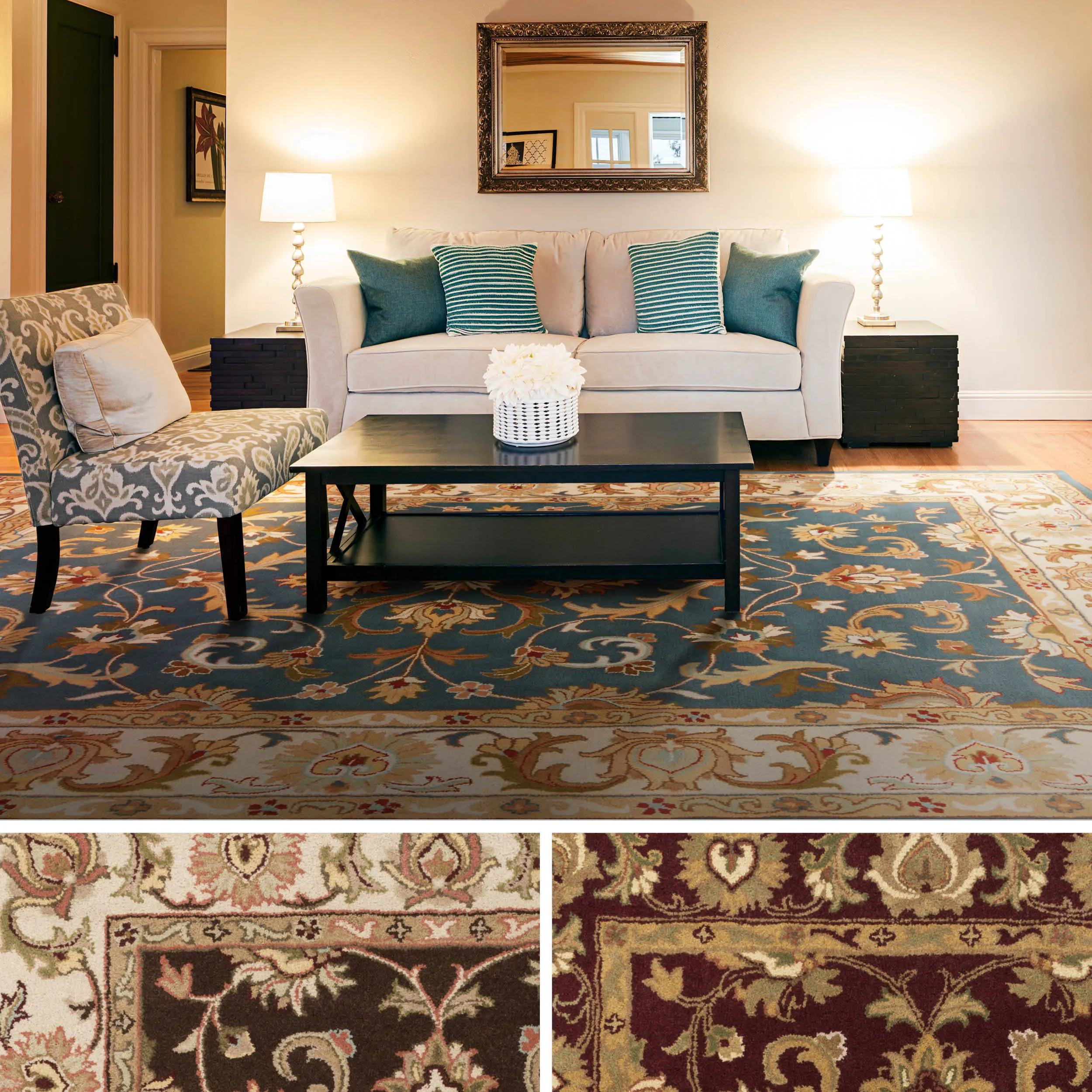 Hand-Tufted Cillian Traditional Bordered Wool Rug