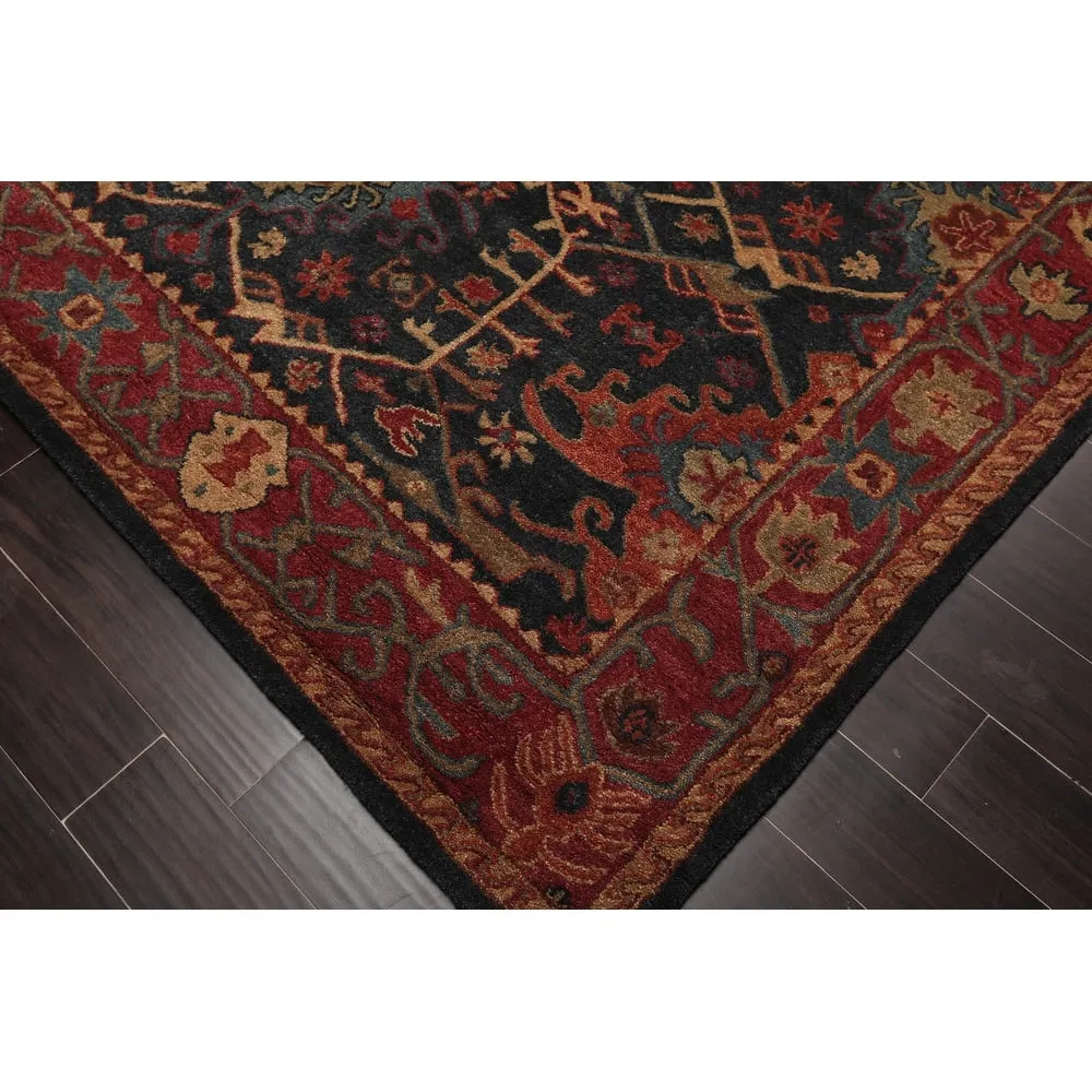 Hand Tufted Hand Made Wool Arts & Crafts Oriental Area Rug Dark Blue