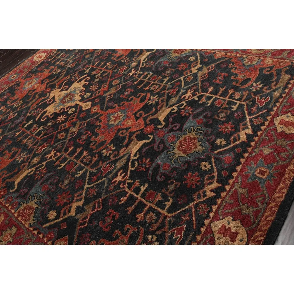 Hand Tufted Hand Made Wool Arts & Crafts Oriental Area Rug Dark Blue