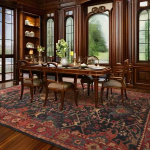 Hand Tufted Hand Made Wool Arts & Crafts Oriental Area Rug Dark Blue