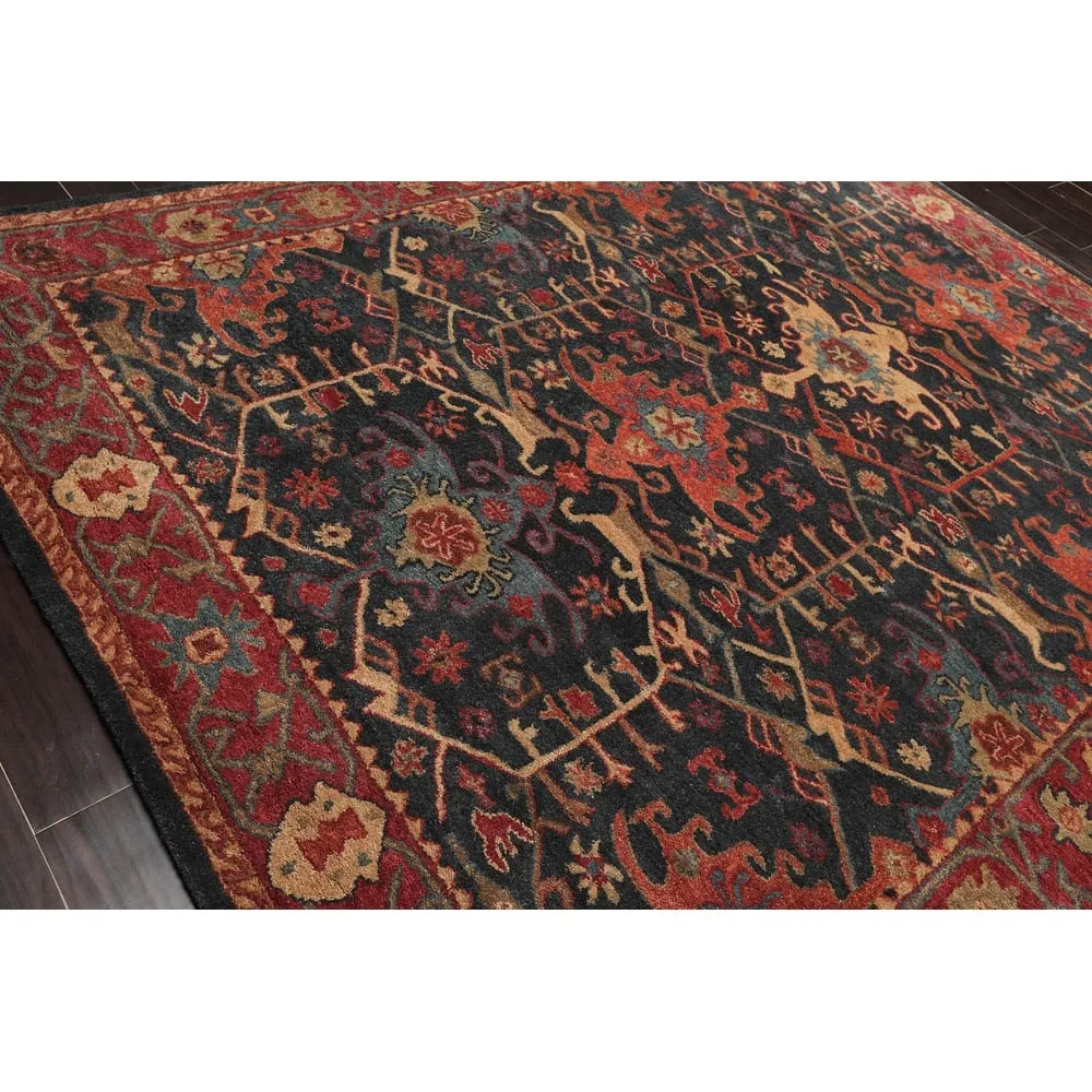 Hand Tufted Hand Made Wool Arts & Crafts Oriental Area Rug Dark Blue
