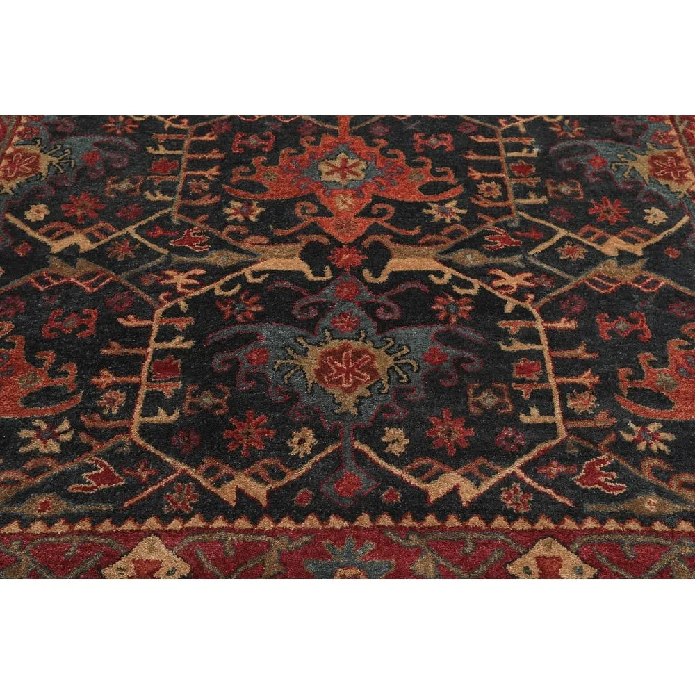 Hand Tufted Hand Made Wool Arts & Crafts Oriental Area Rug Dark Blue