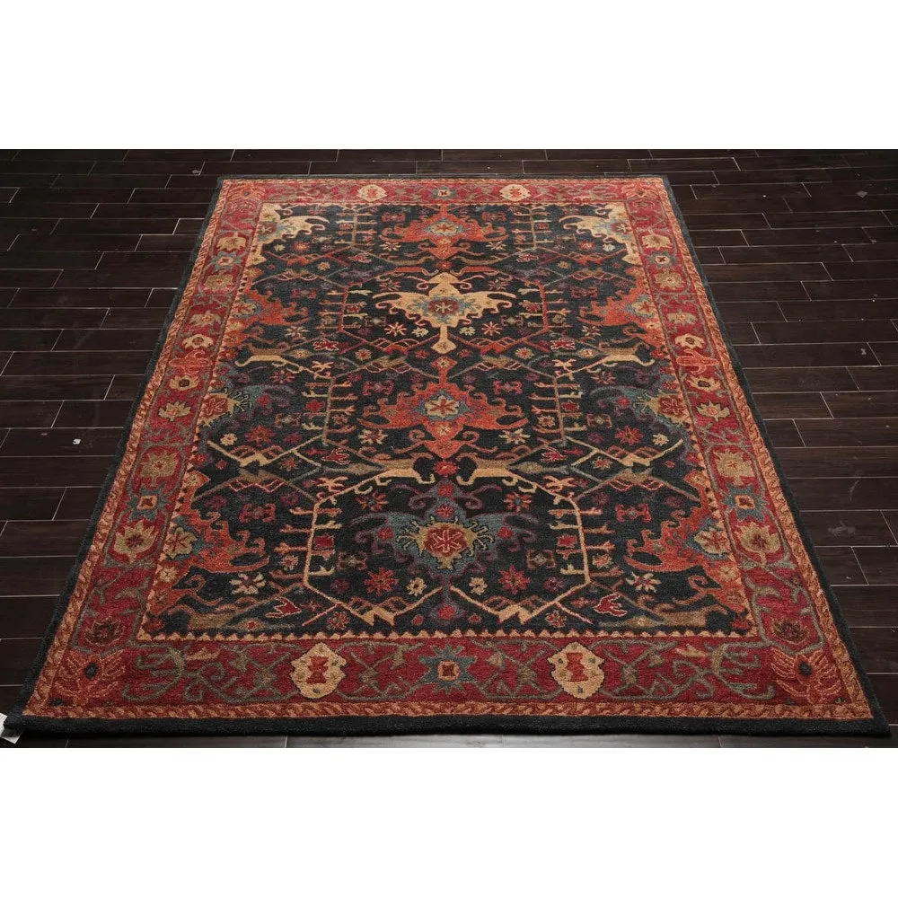 Hand Tufted Hand Made Wool Arts & Crafts Oriental Area Rug Dark Blue