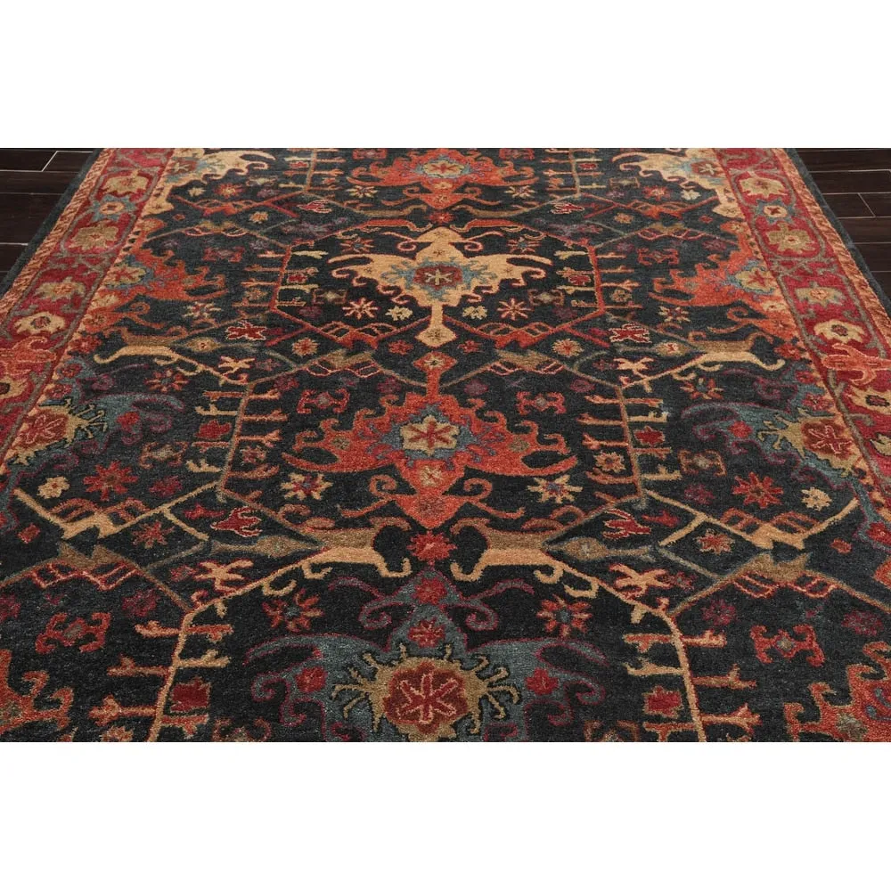 Hand Tufted Hand Made Wool Arts & Crafts Oriental Area Rug Dark Blue