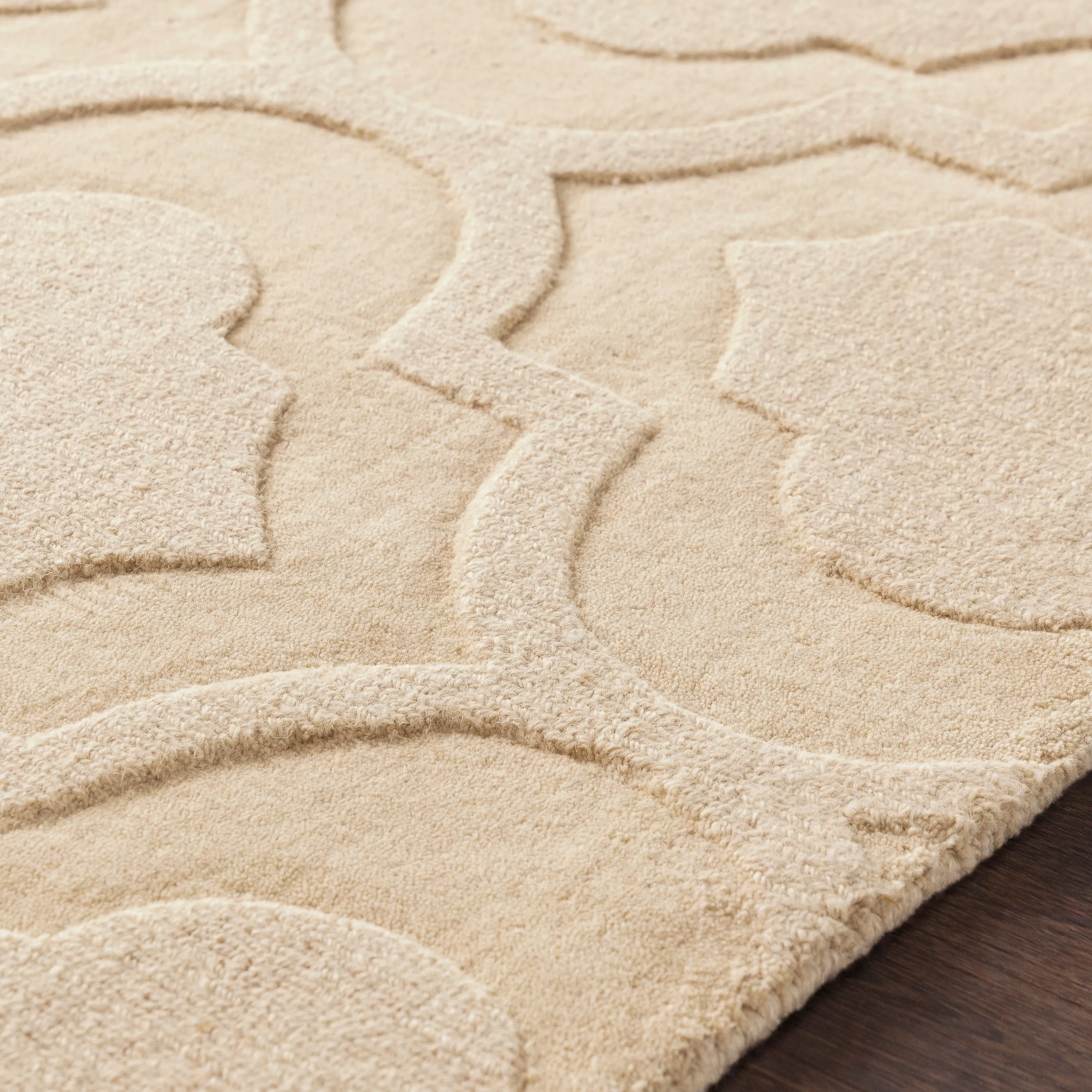 Hand-Woven Ali Tone-on-Tone Moroccan Trellis Wool Rug