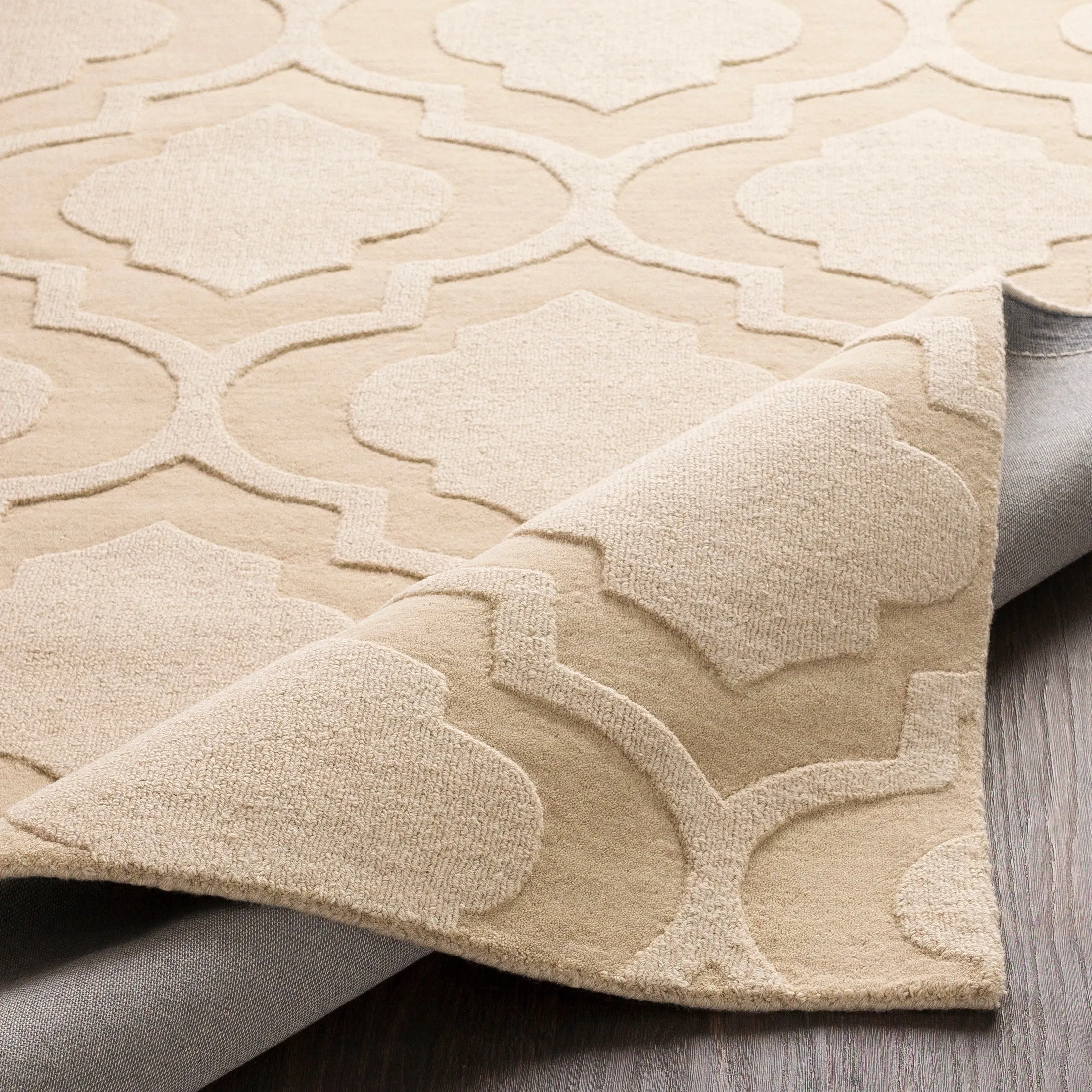 Hand-Woven Ali Tone-on-Tone Moroccan Trellis Wool Rug