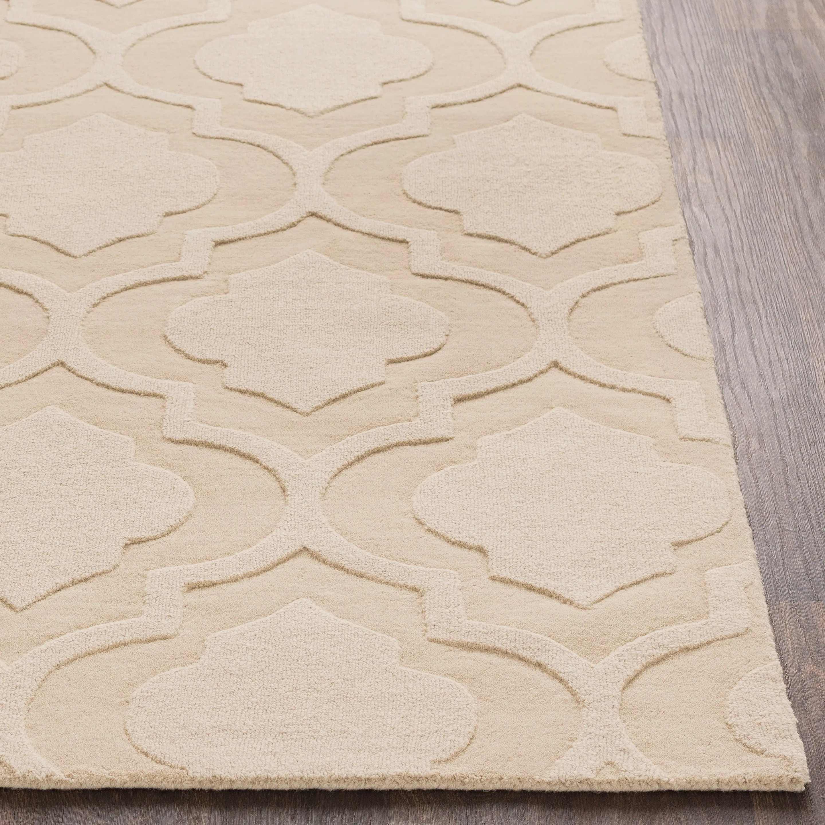 Hand-Woven Ali Tone-on-Tone Moroccan Trellis Wool Rug