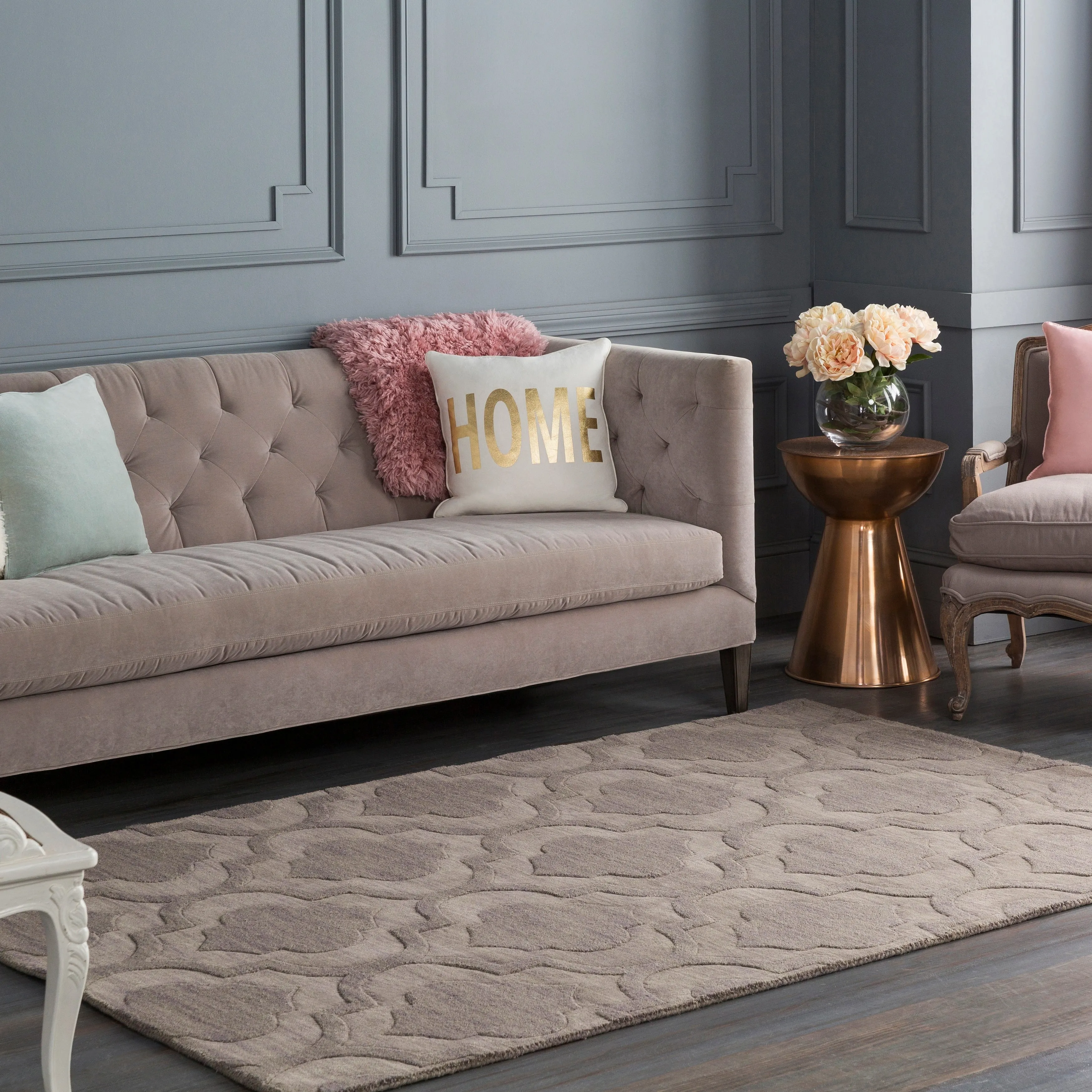 Hand-Woven Ali Tone-on-Tone Moroccan Trellis Wool Rug