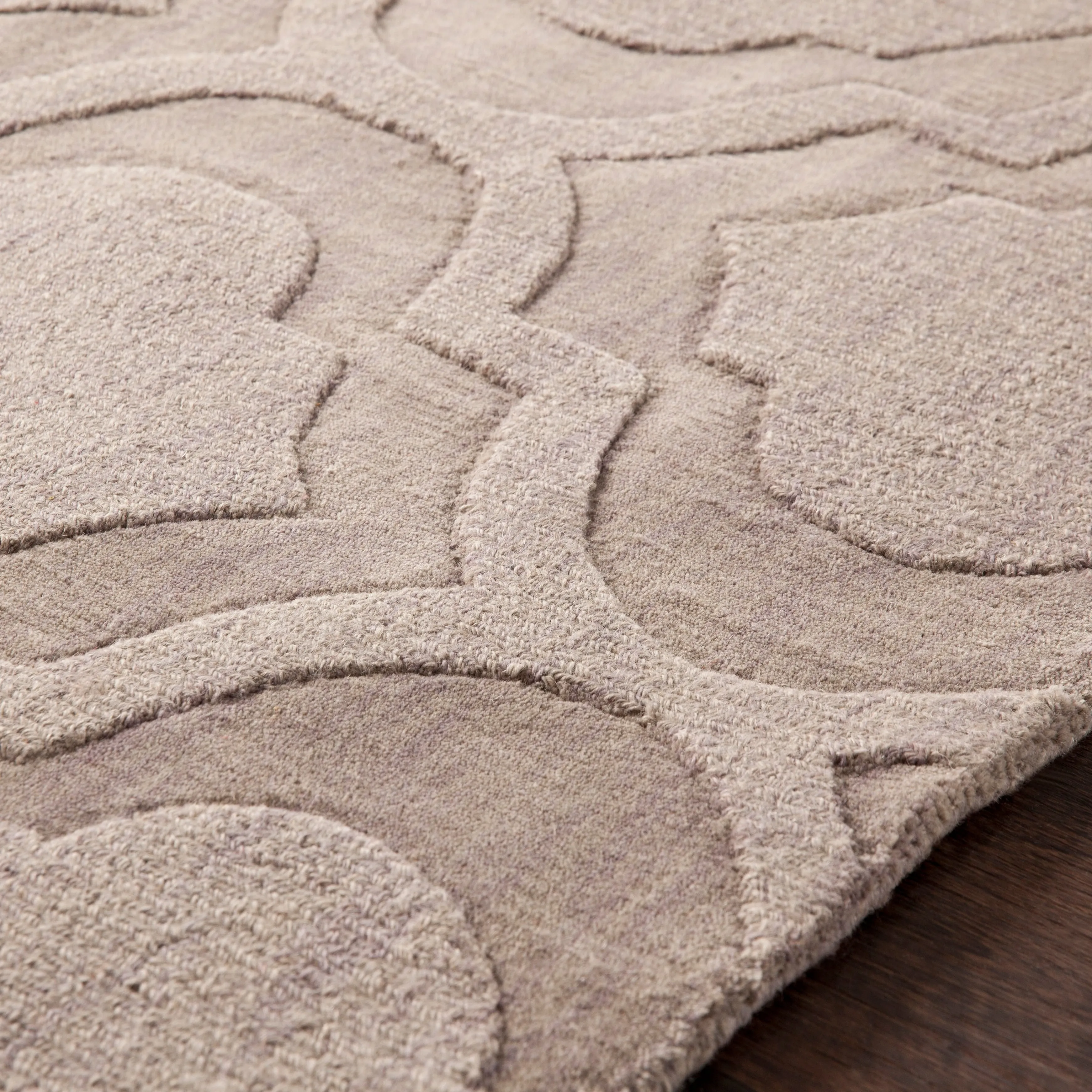 Hand-Woven Ali Tone-on-Tone Moroccan Trellis Wool Rug