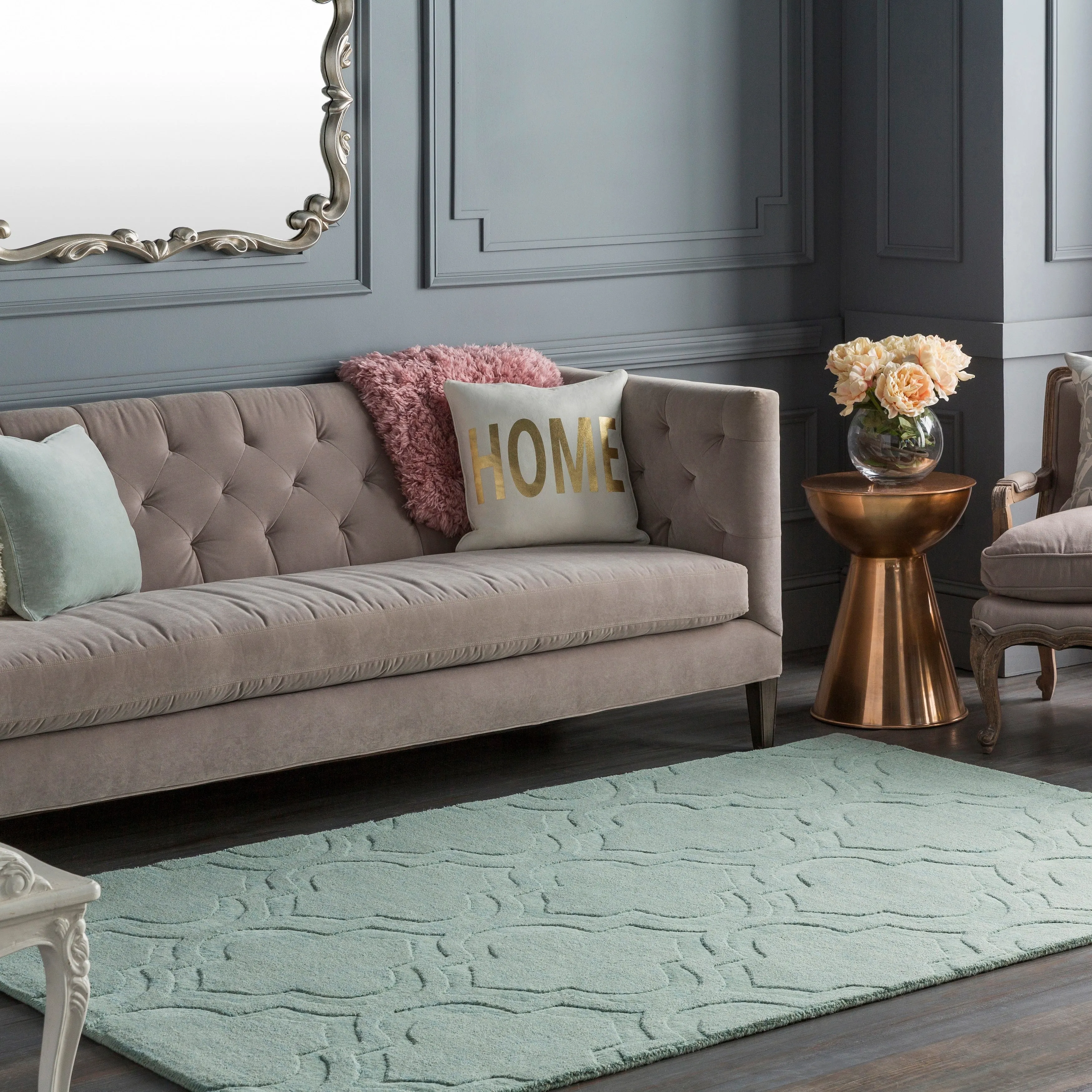Hand-Woven Ali Tone-on-Tone Moroccan Trellis Wool Rug
