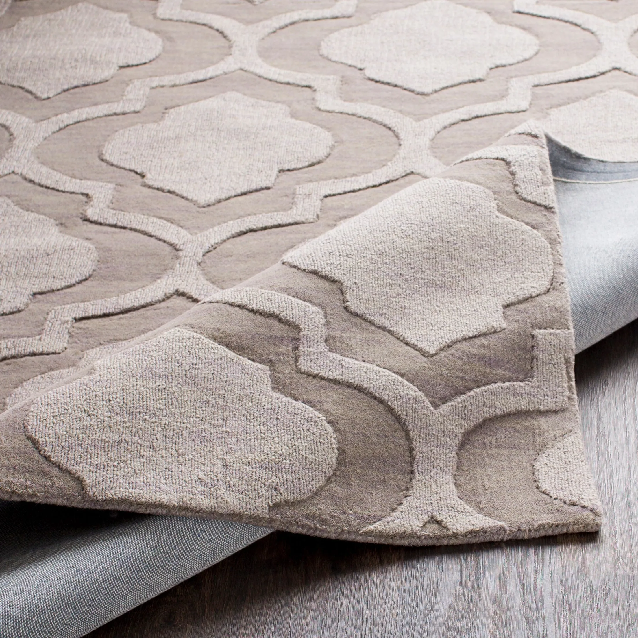 Hand-Woven Ali Tone-on-Tone Moroccan Trellis Wool Rug