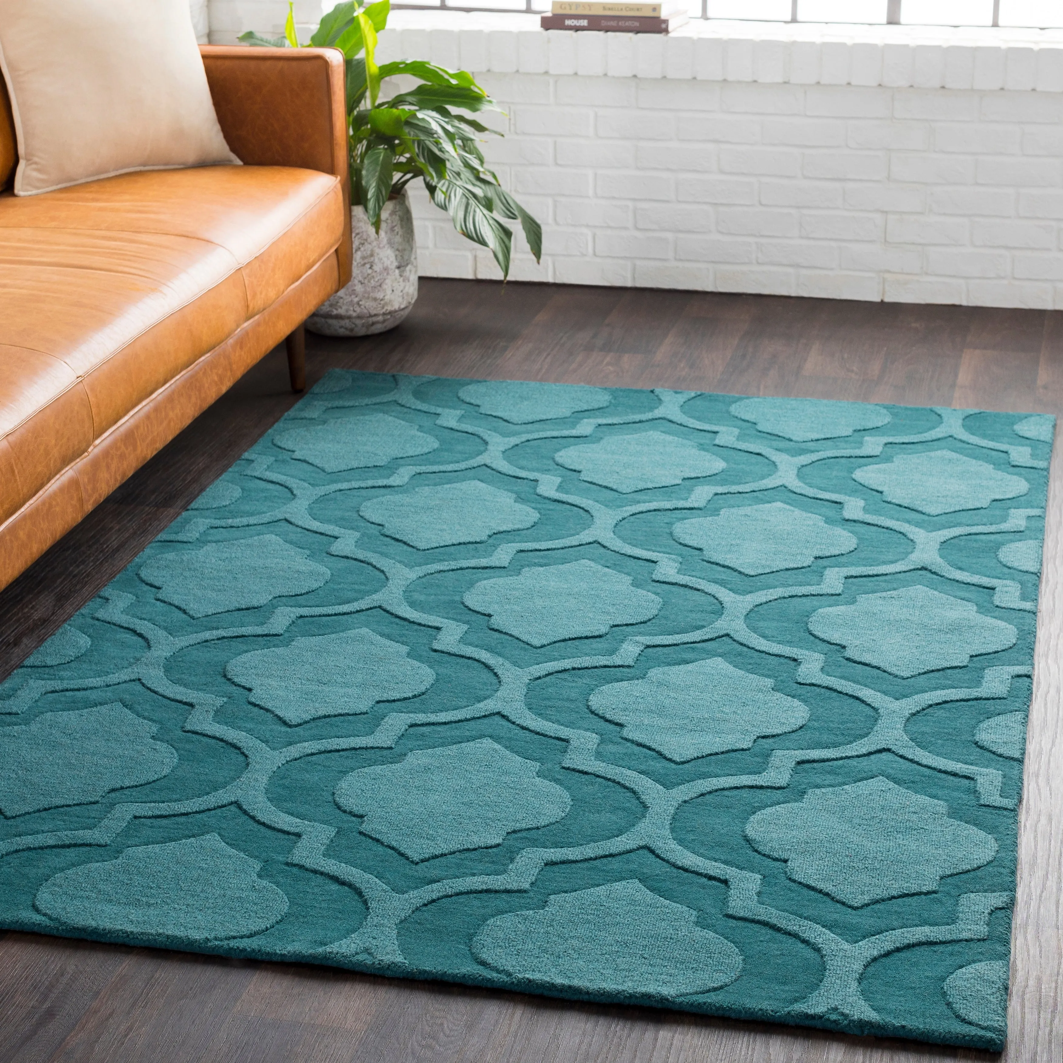 Hand-Woven Ali Tone-on-Tone Moroccan Trellis Wool Rug
