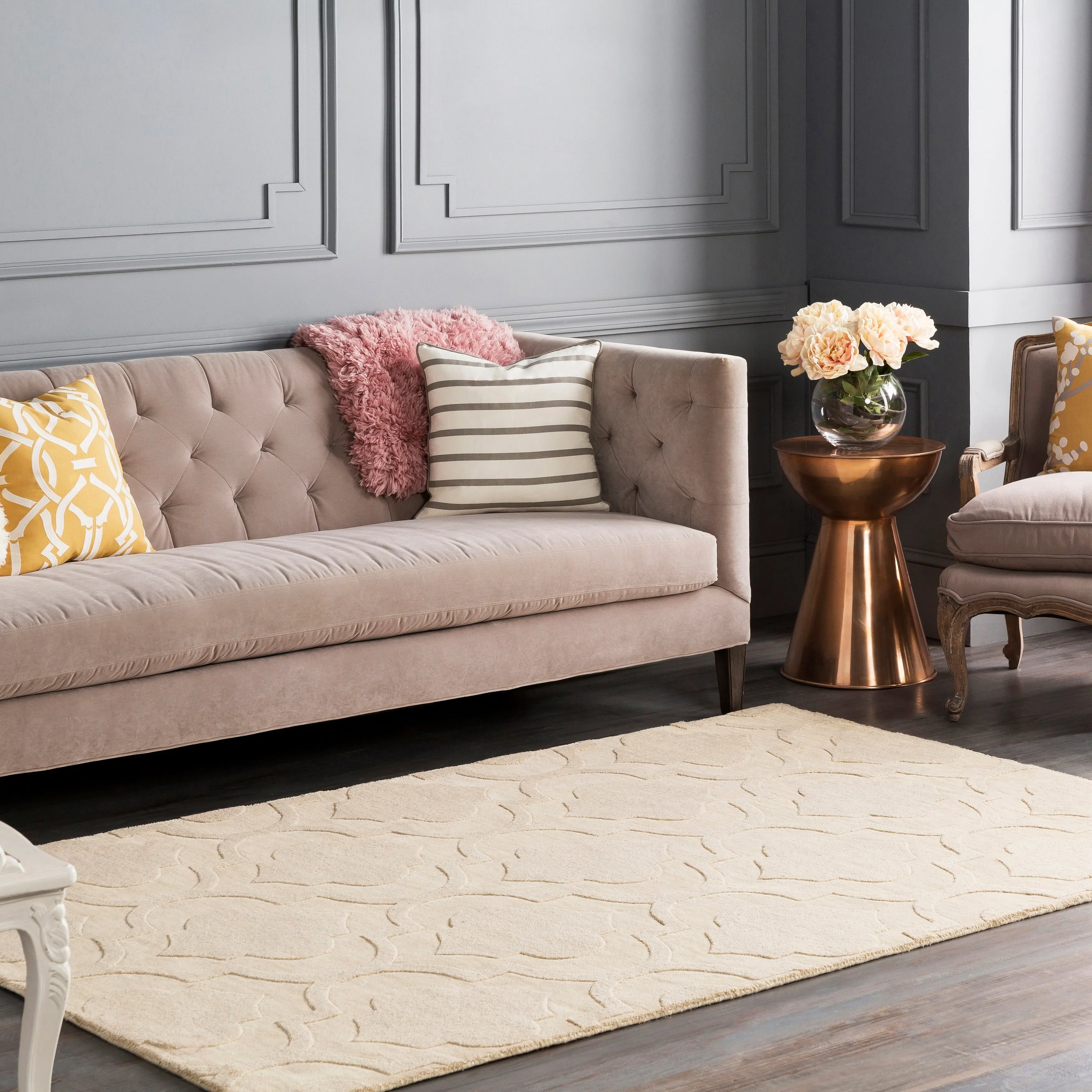 Hand-Woven Ali Tone-on-Tone Moroccan Trellis Wool Rug
