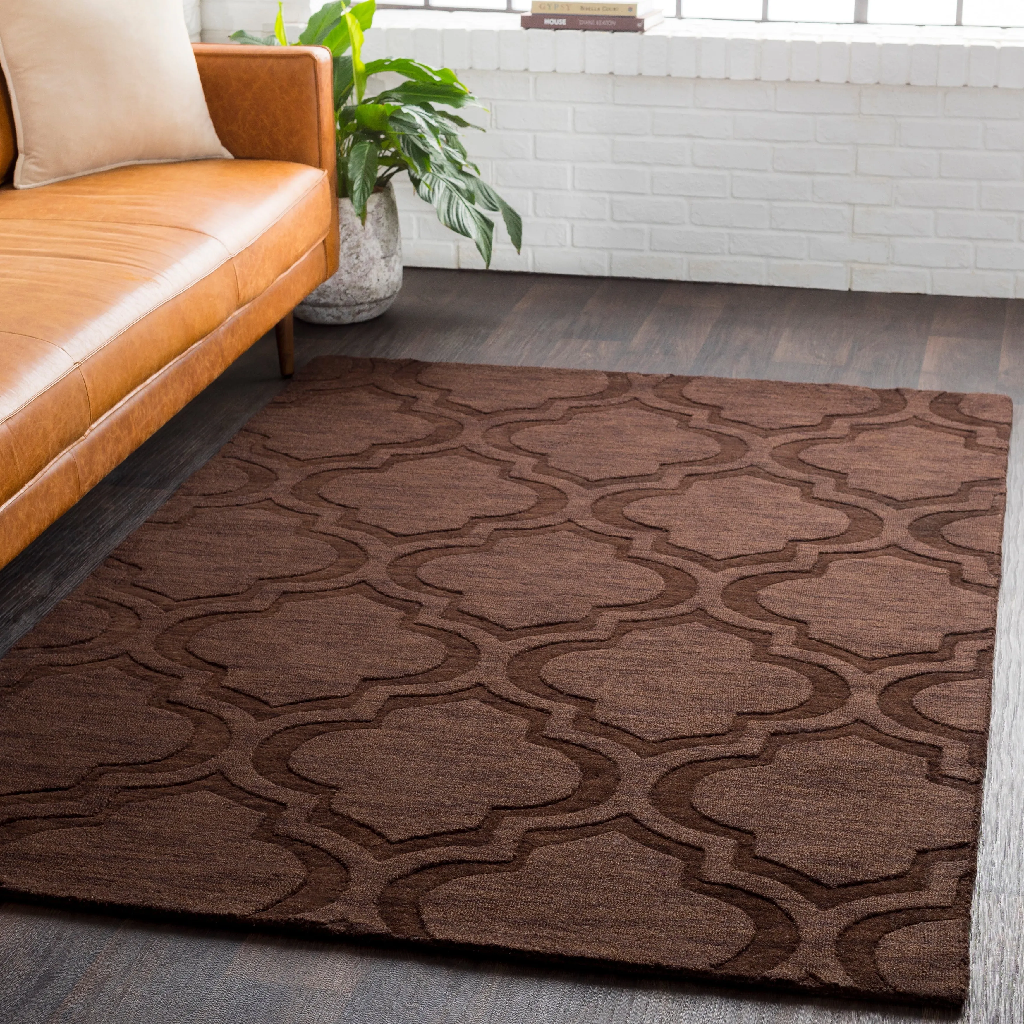 Hand-Woven Ali Tone-on-Tone Moroccan Trellis Wool Rug
