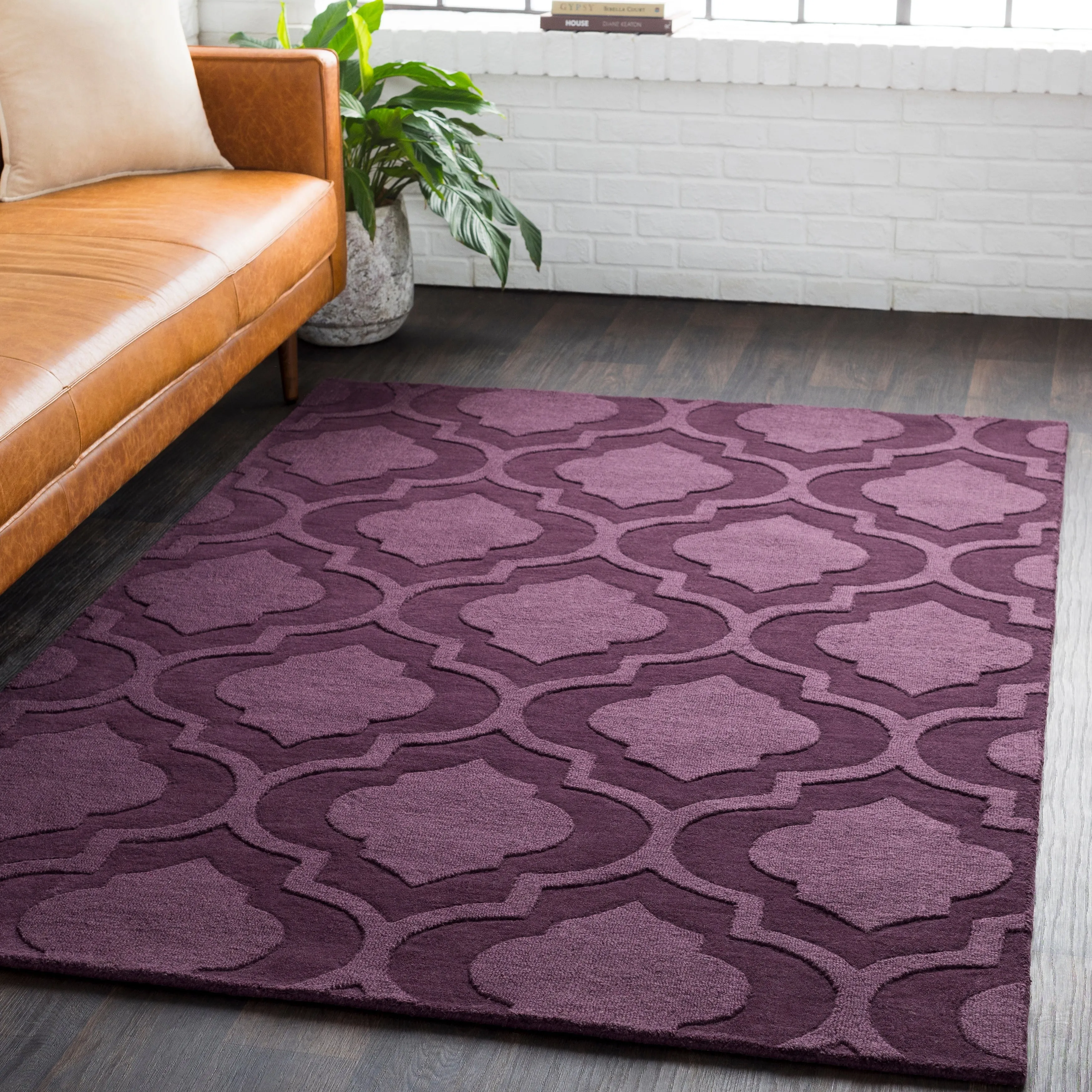 Hand-Woven Ali Tone-on-Tone Moroccan Trellis Wool Rug