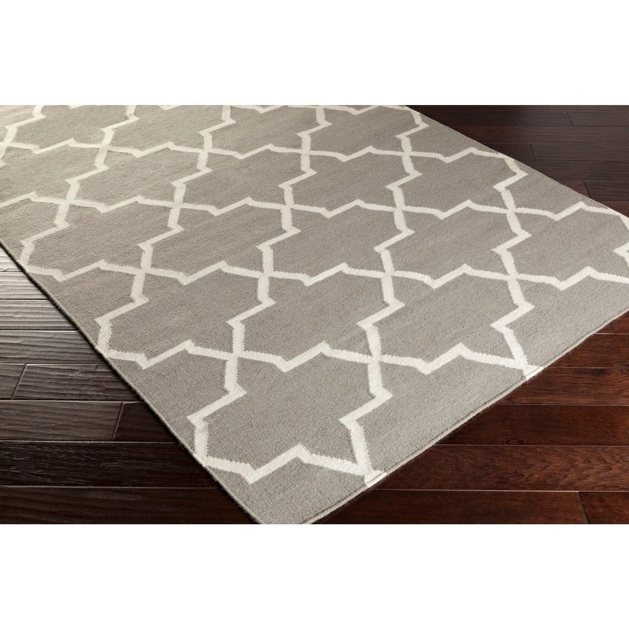 Hand-Woven Carlisle Moroccan Tile Reversible Flatweave Wool Rug
