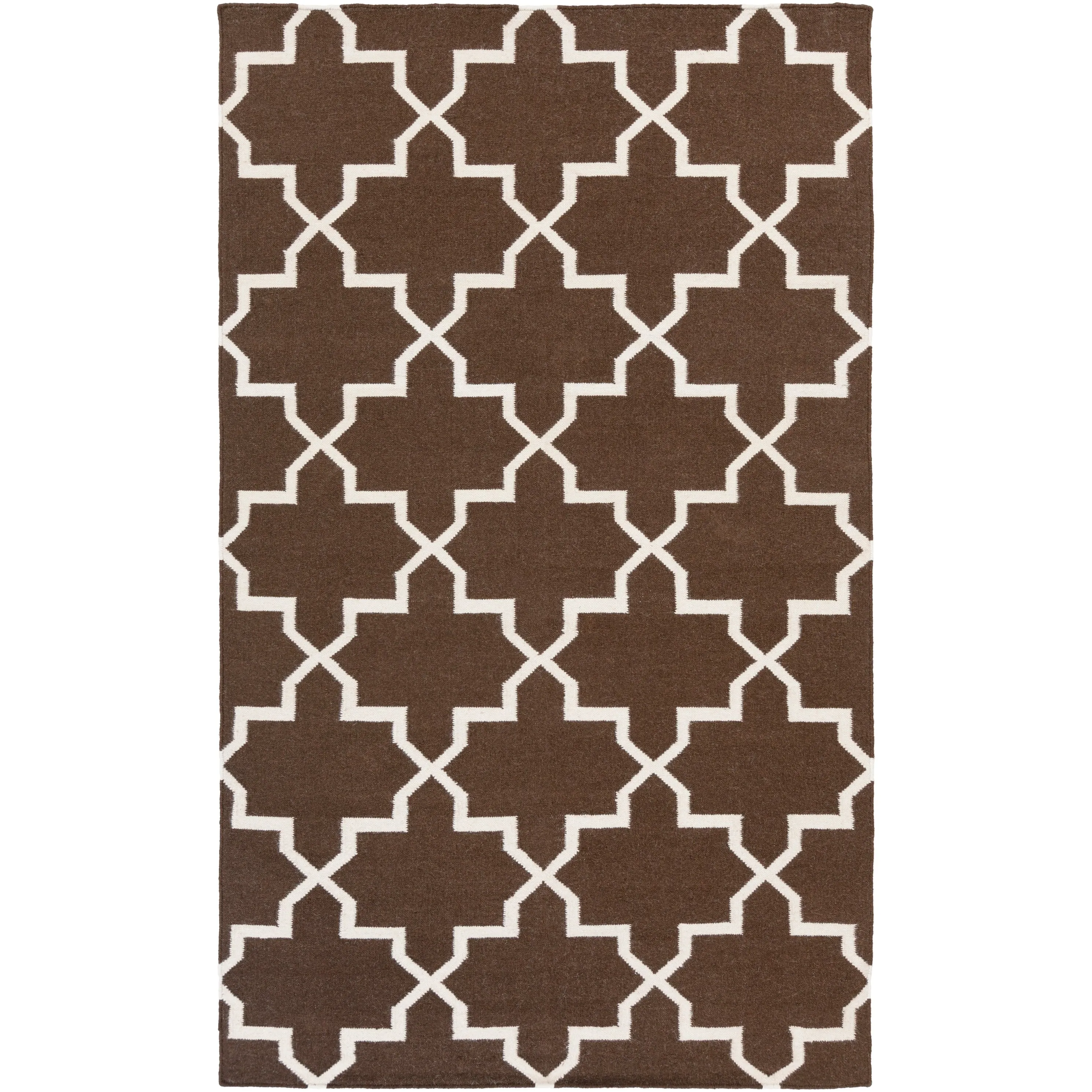 Hand-Woven Carlisle Moroccan Tile Reversible Flatweave Wool Rug