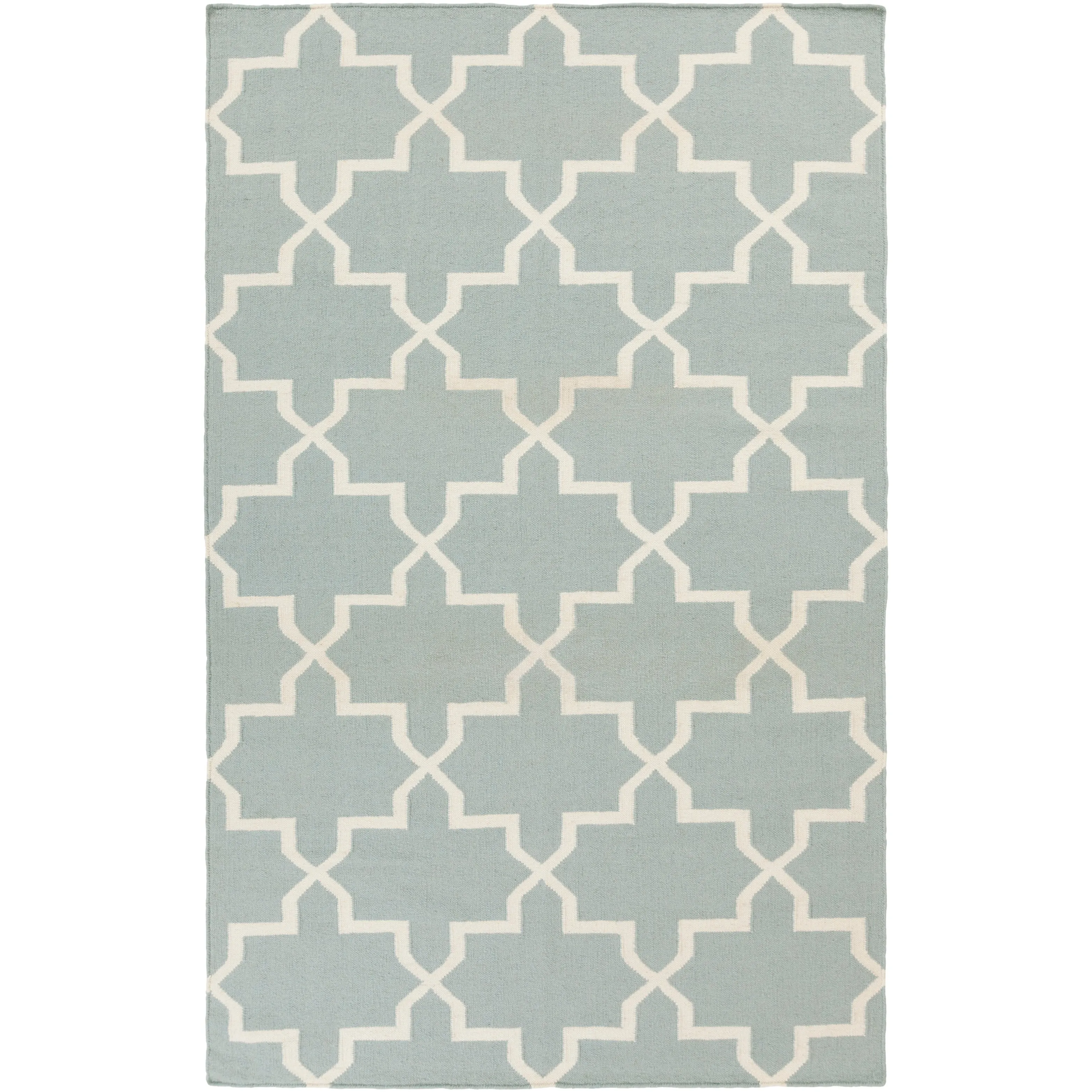 Hand-Woven Carlisle Moroccan Tile Reversible Flatweave Wool Rug