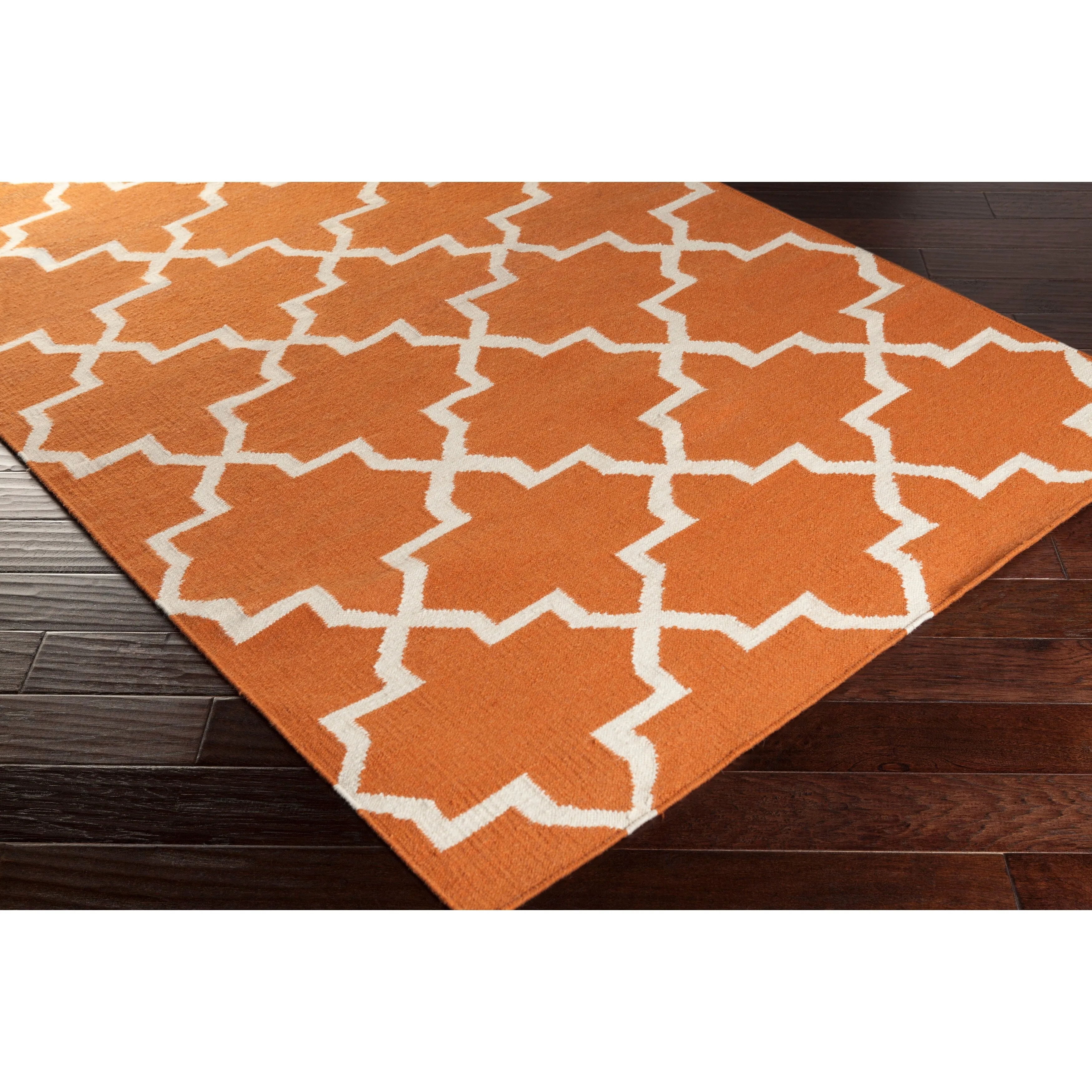Hand-Woven Carlisle Moroccan Tile Reversible Flatweave Wool Rug