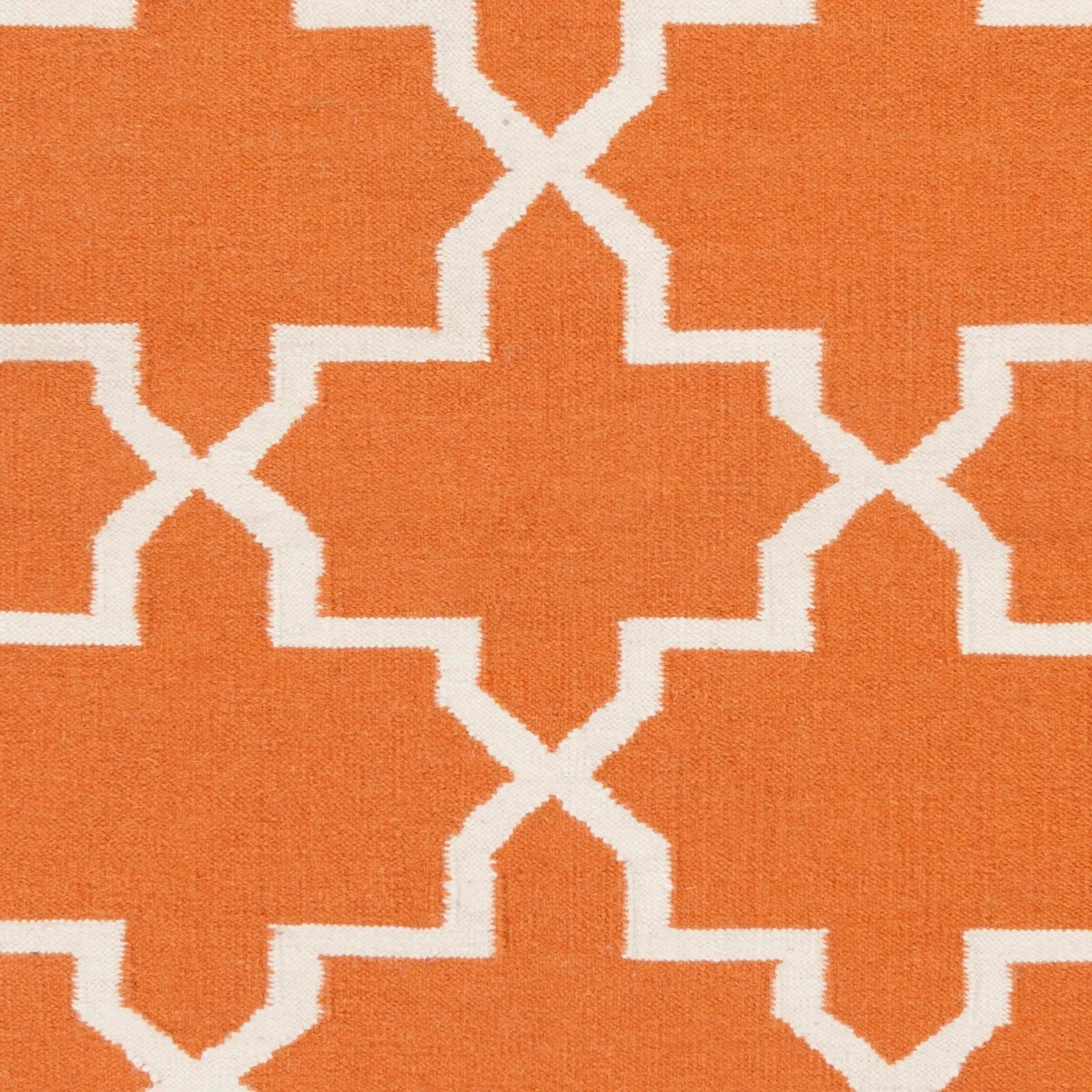 Hand-Woven Carlisle Moroccan Tile Reversible Flatweave Wool Rug