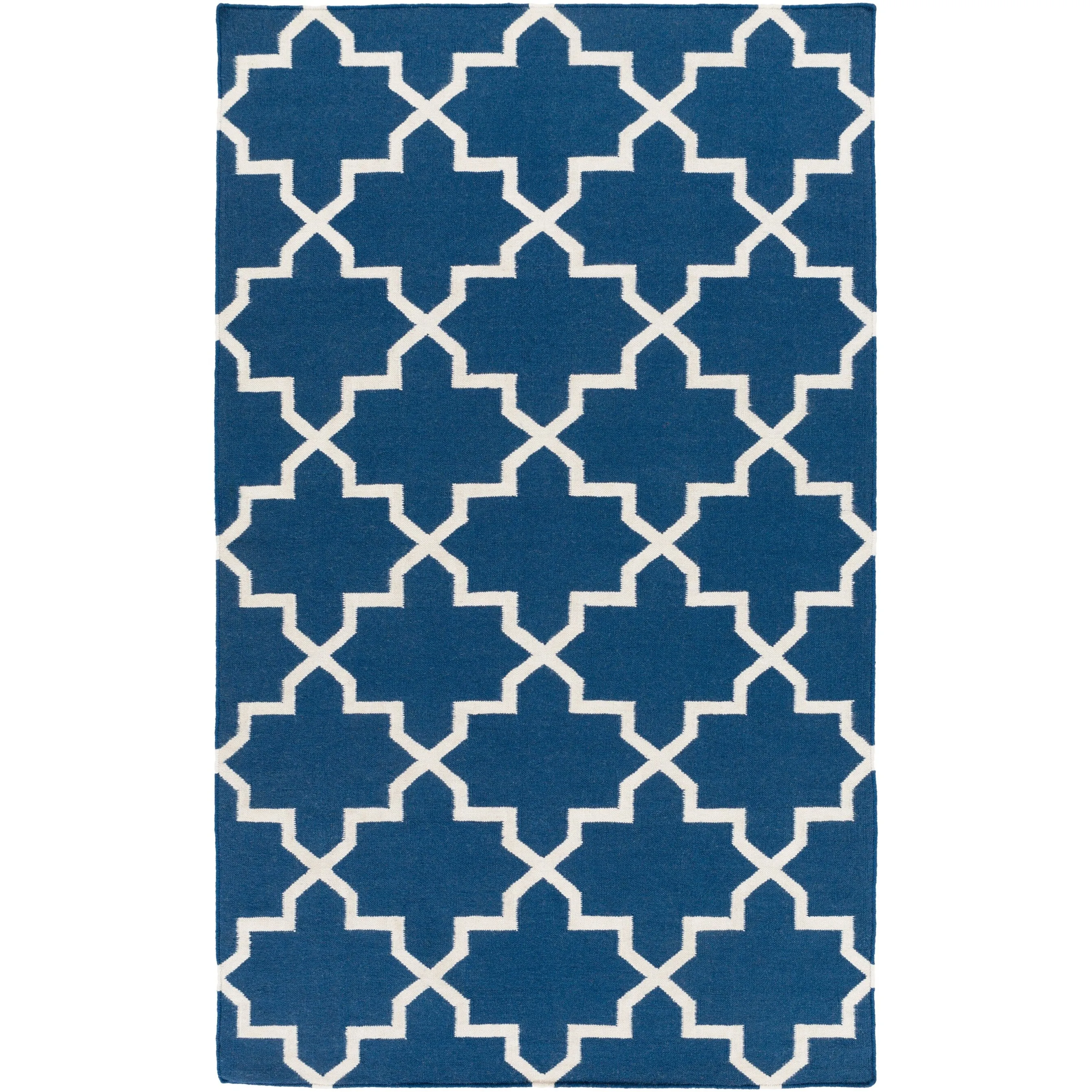 Hand-Woven Carlisle Moroccan Tile Reversible Flatweave Wool Rug