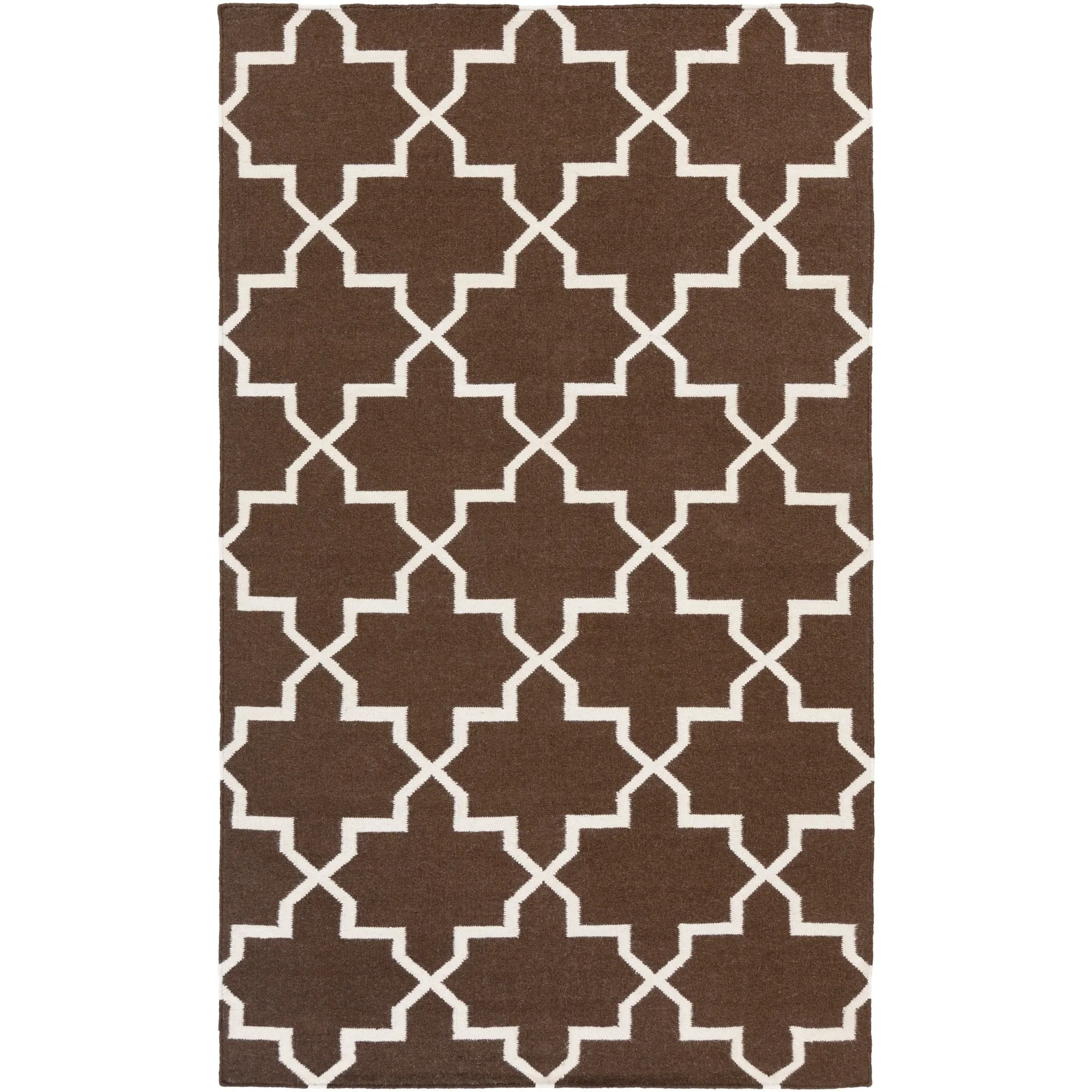 Hand-Woven Carlisle Moroccan Tile Reversible Flatweave Wool Rug
