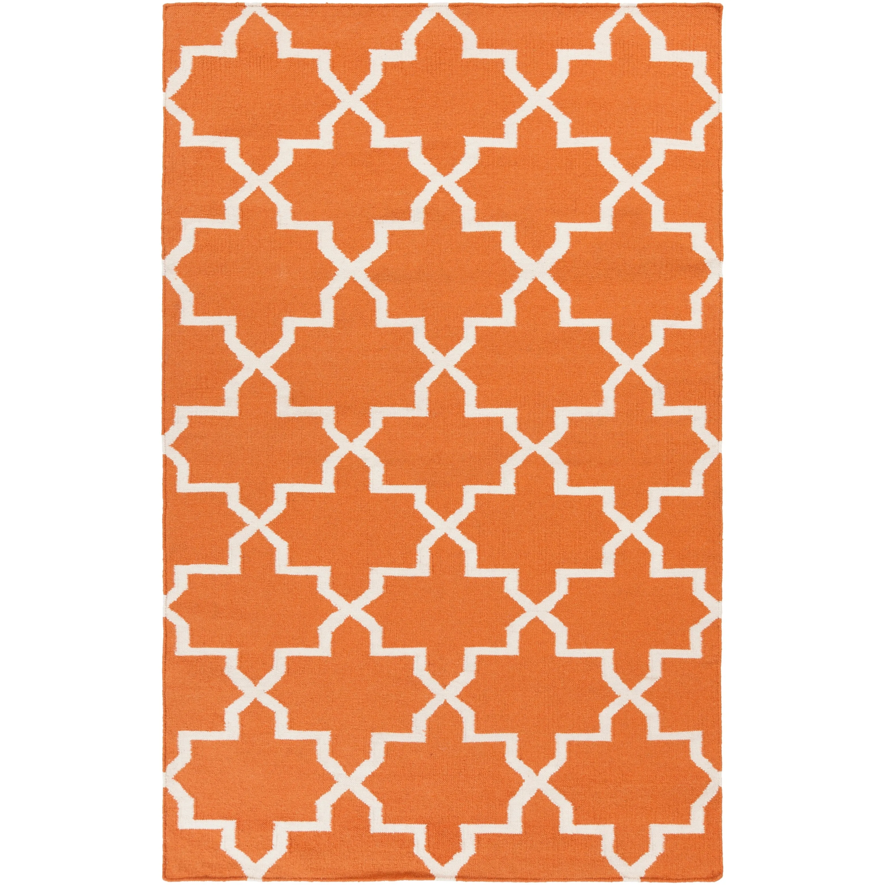 Hand-Woven Carlisle Moroccan Tile Reversible Flatweave Wool Rug