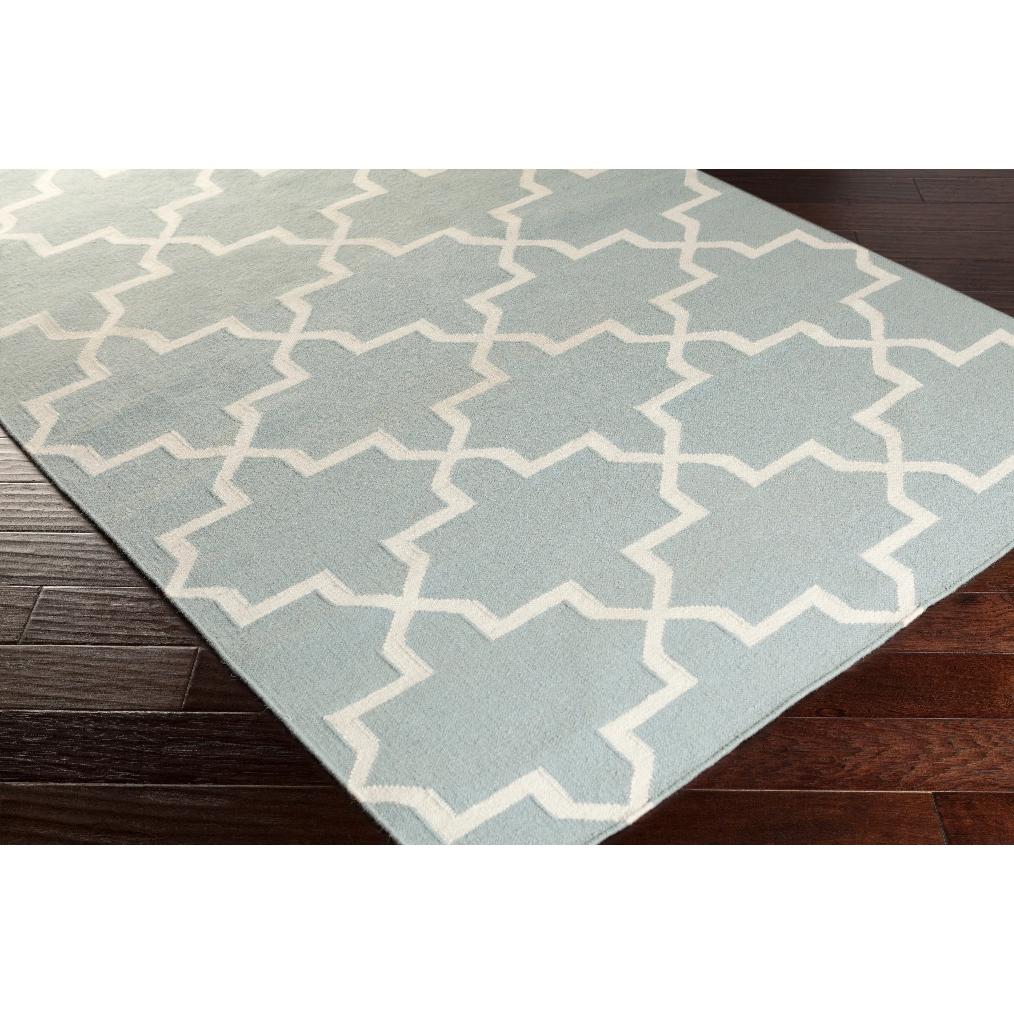 Hand-Woven Carlisle Moroccan Tile Reversible Flatweave Wool Rug